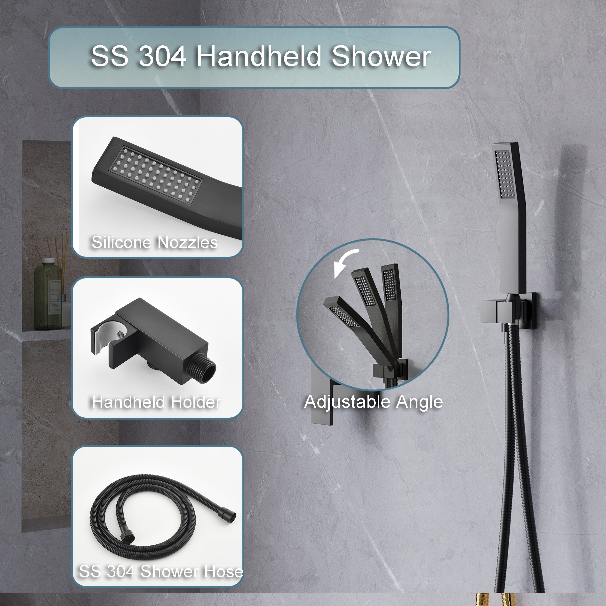 10-in Rain Shower Head Wall Mount Dual Head Built-In Shower System with with 2-way Diverter Valve Included