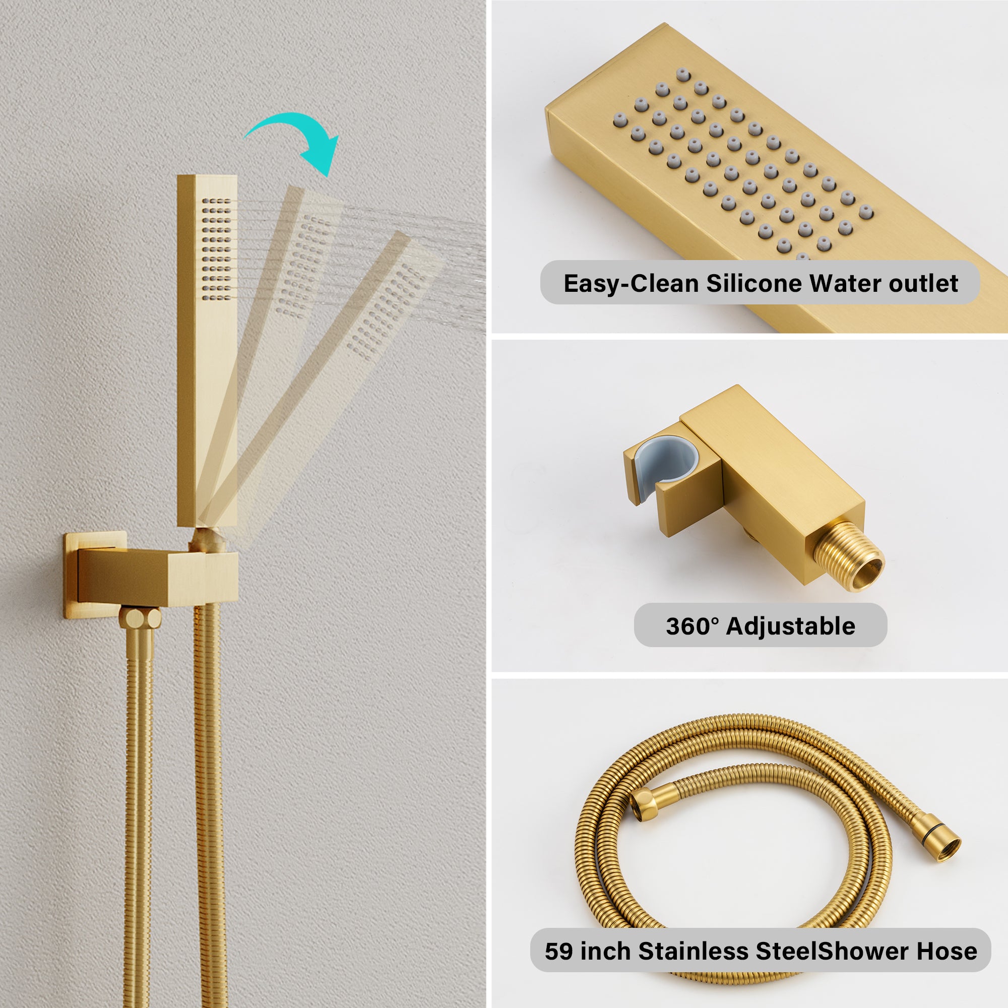 12-in Rain Shower Head Wall Mount Dual Head Built-In DT Shower System with 2-way Diverter Valve Included