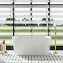 59" Acrylic Freestanding Soaking Bathtub in White with Overflow and Drain