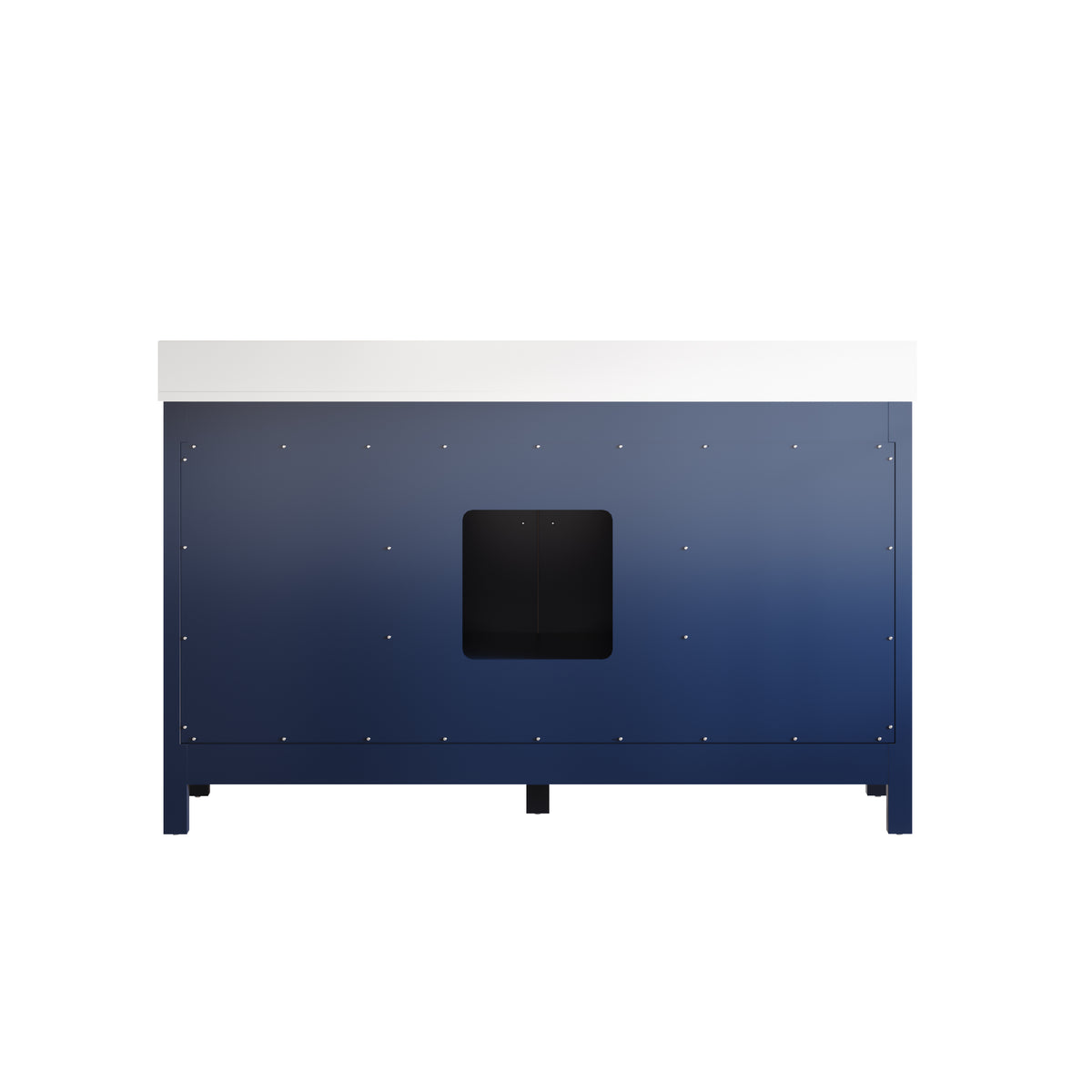 60 Inch Freestanding Solid Wood Bathroom Vanity with Pure White Quartz Countertop, 2 Soft-Close Doors & 7 Dovetail Drawers, Navy Blue