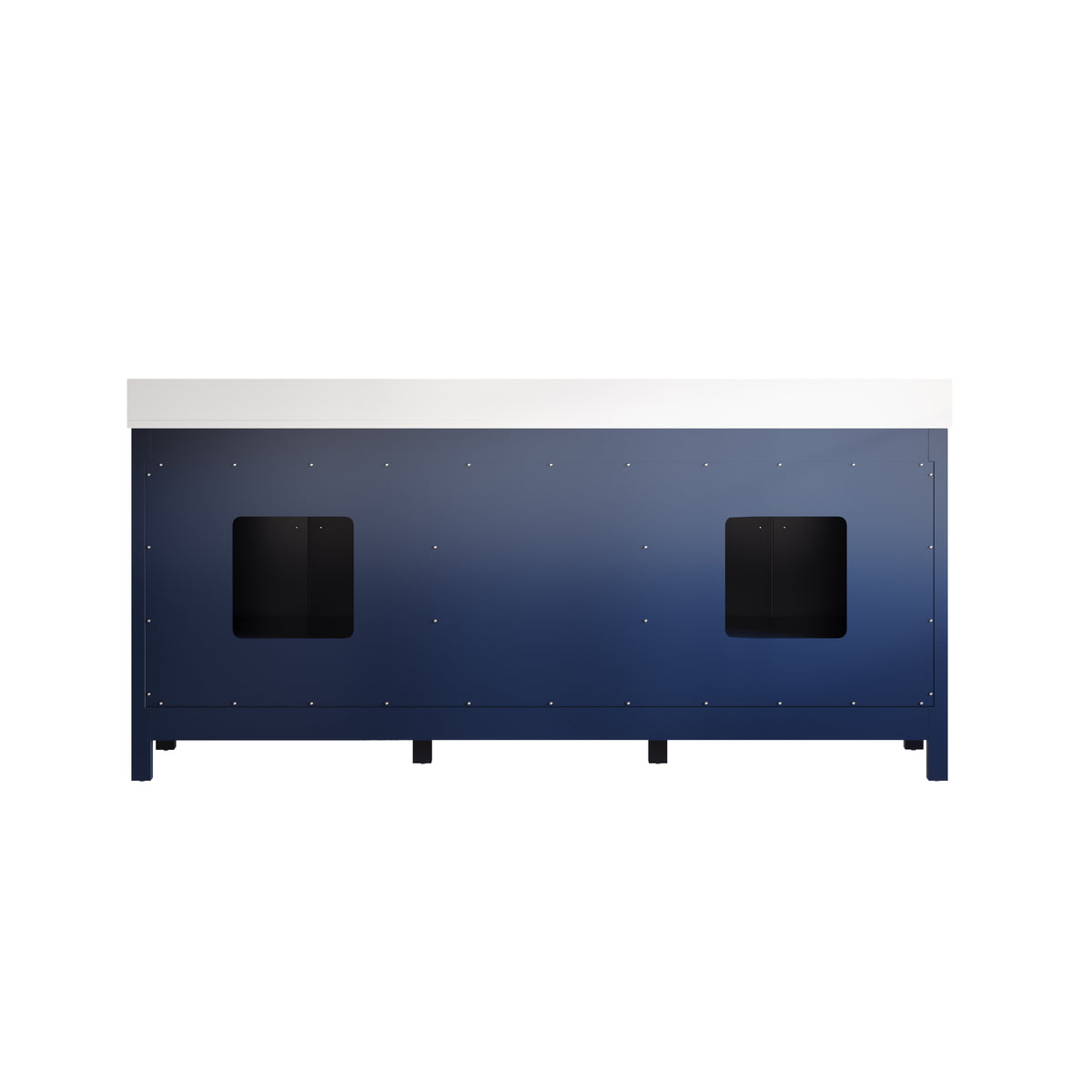 80 Inch Freestanding Solid Wood Bathroom Vanity with Pure White Quartz Countertop, 4 Soft-Close Doors & 5 Dovetail Drawers, Navy Blue