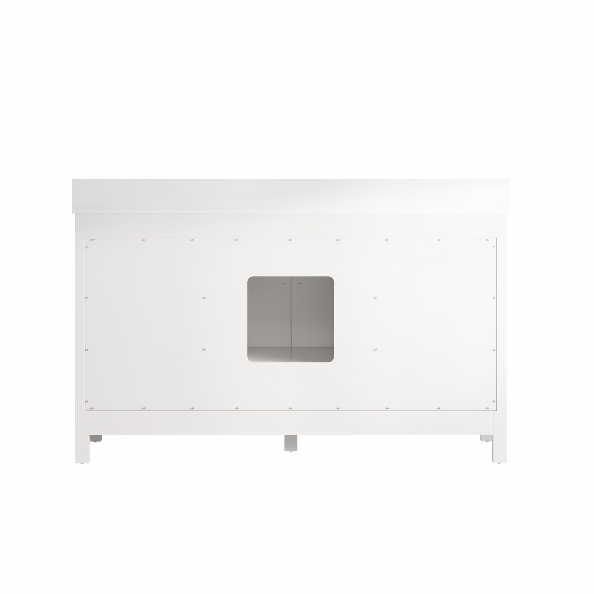 60 Inch Freestanding Solid Wood Bathroom Vanity with Pure White Quartz Countertop, 2 Soft-Close Doors & 7 Dovetail Drawers, White