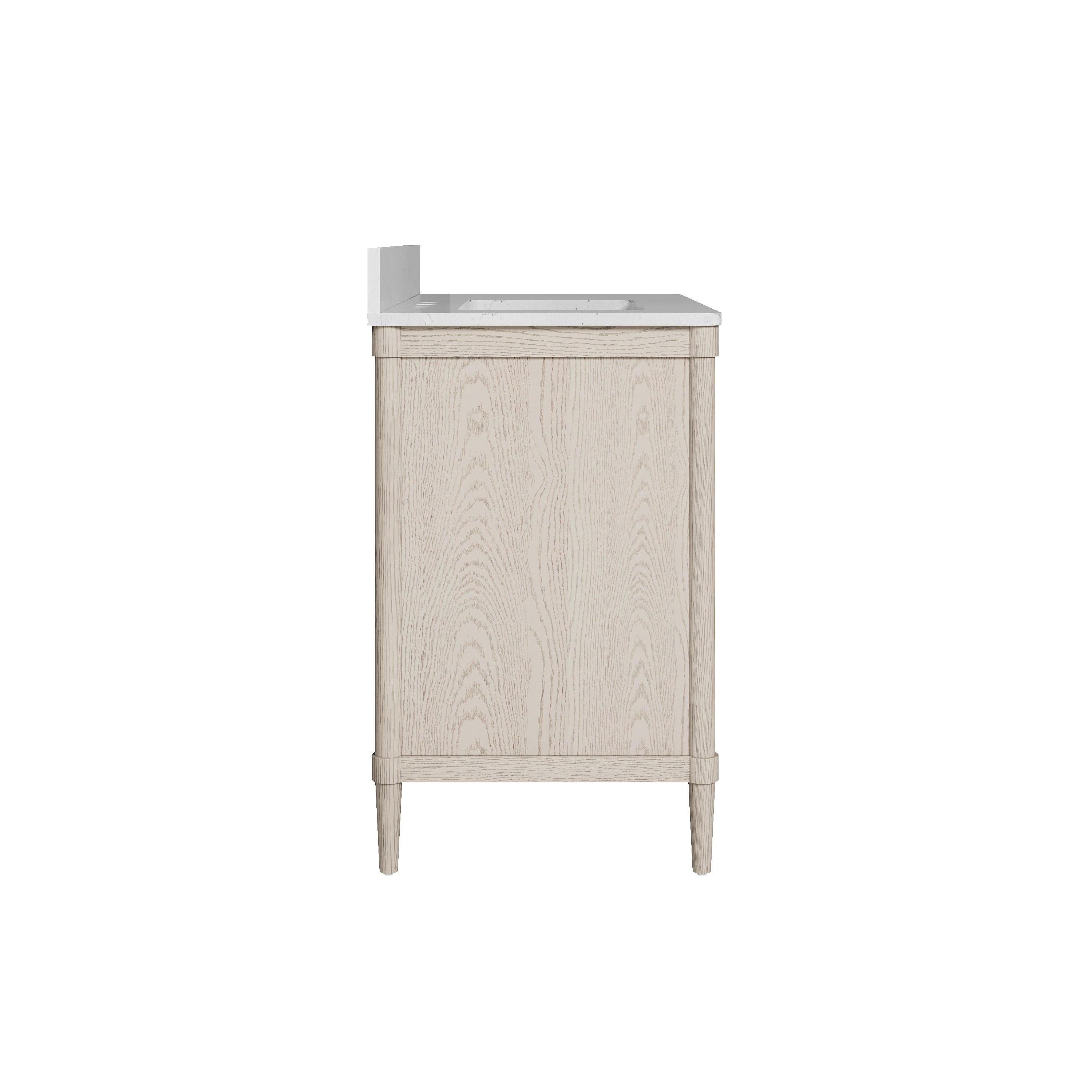 36-Inch Freestanding Oak Bathroom Vanity with Single Carrara White Quartz Top Sink