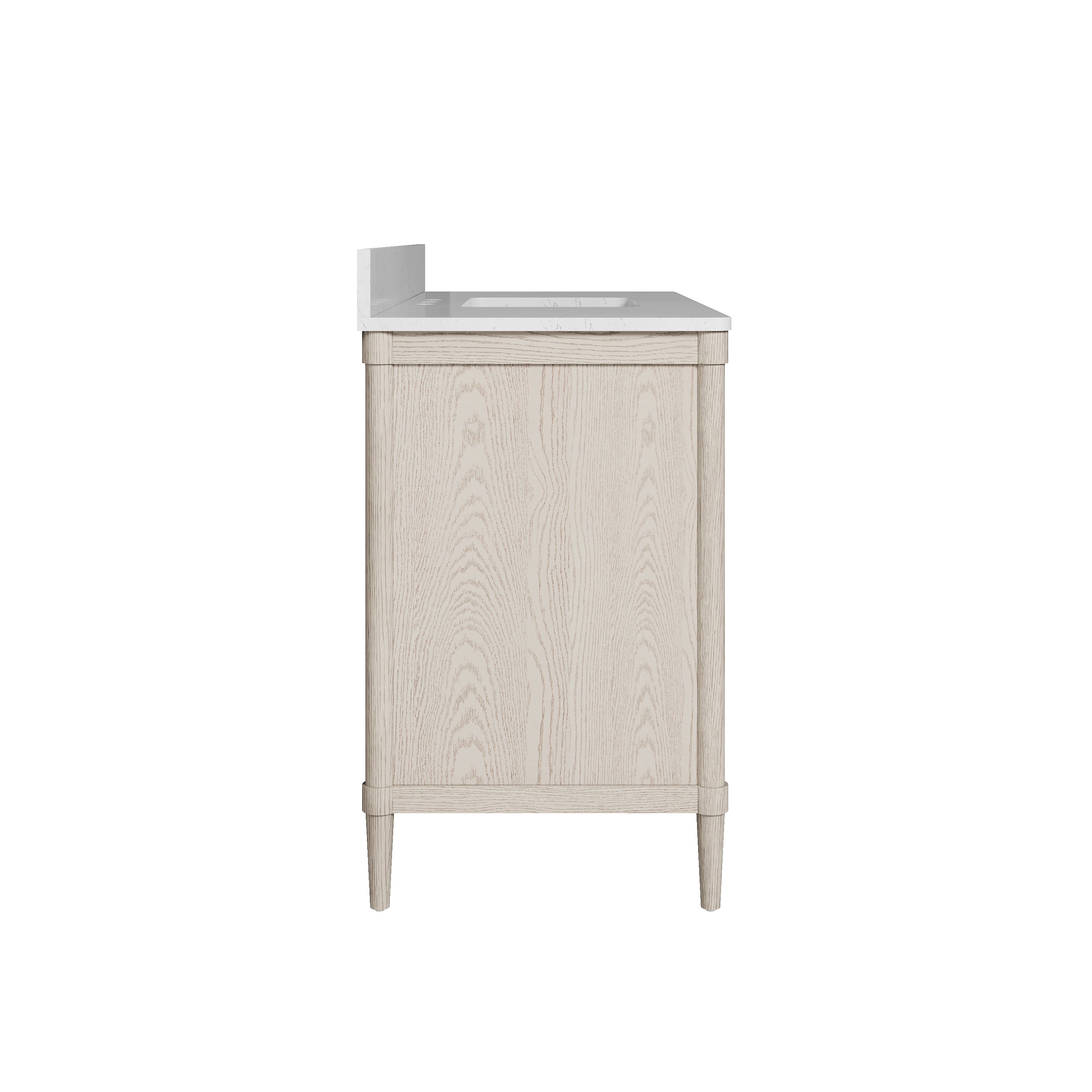 48-Inch Freestanding Oak Bathroom Vanity with Single Carrara White Quartz Top Sink