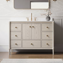 48-Inch Freestanding Oak Bathroom Vanity with Single Carrara White Quartz Top Sink