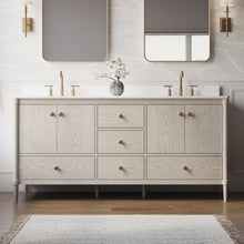 72 Inch Solid Wood Bathroom Vanity with Carrara Quartz Top, 4 Soft-Close Doors & 5 Drawers
