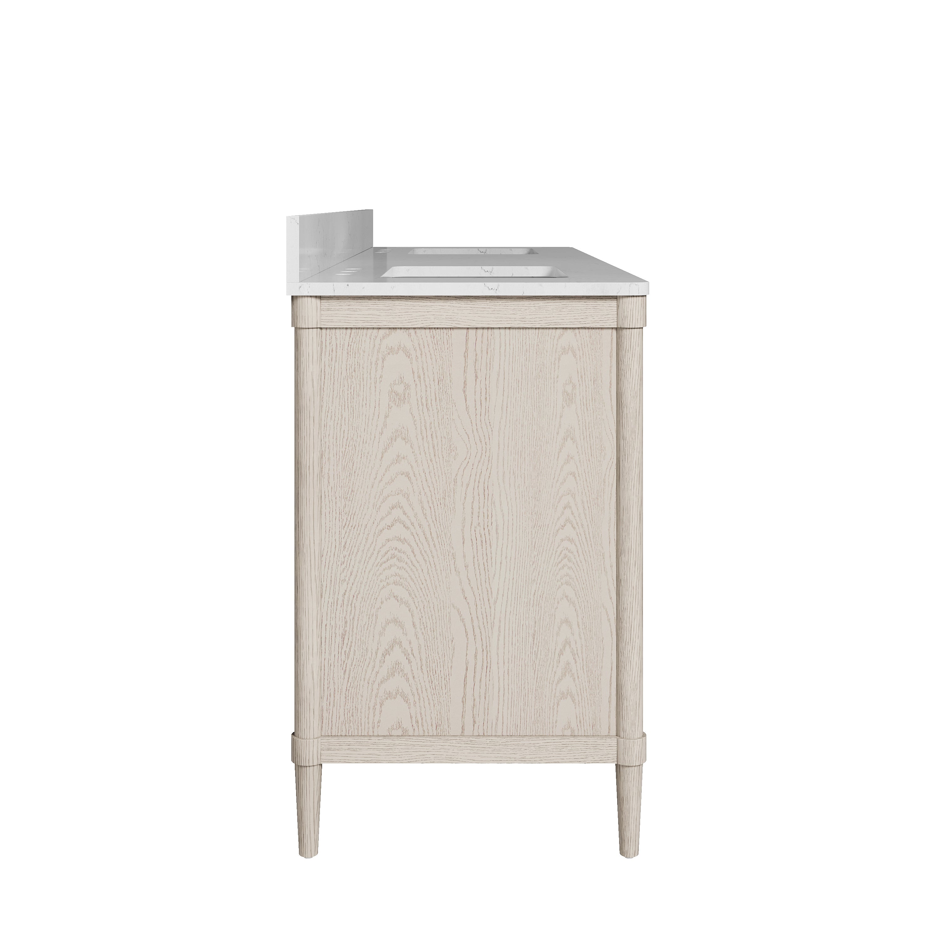 72 Inch Solid Wood Bathroom Vanity with Carrara Quartz Top, 4 Soft-Close Doors & 5 Drawers