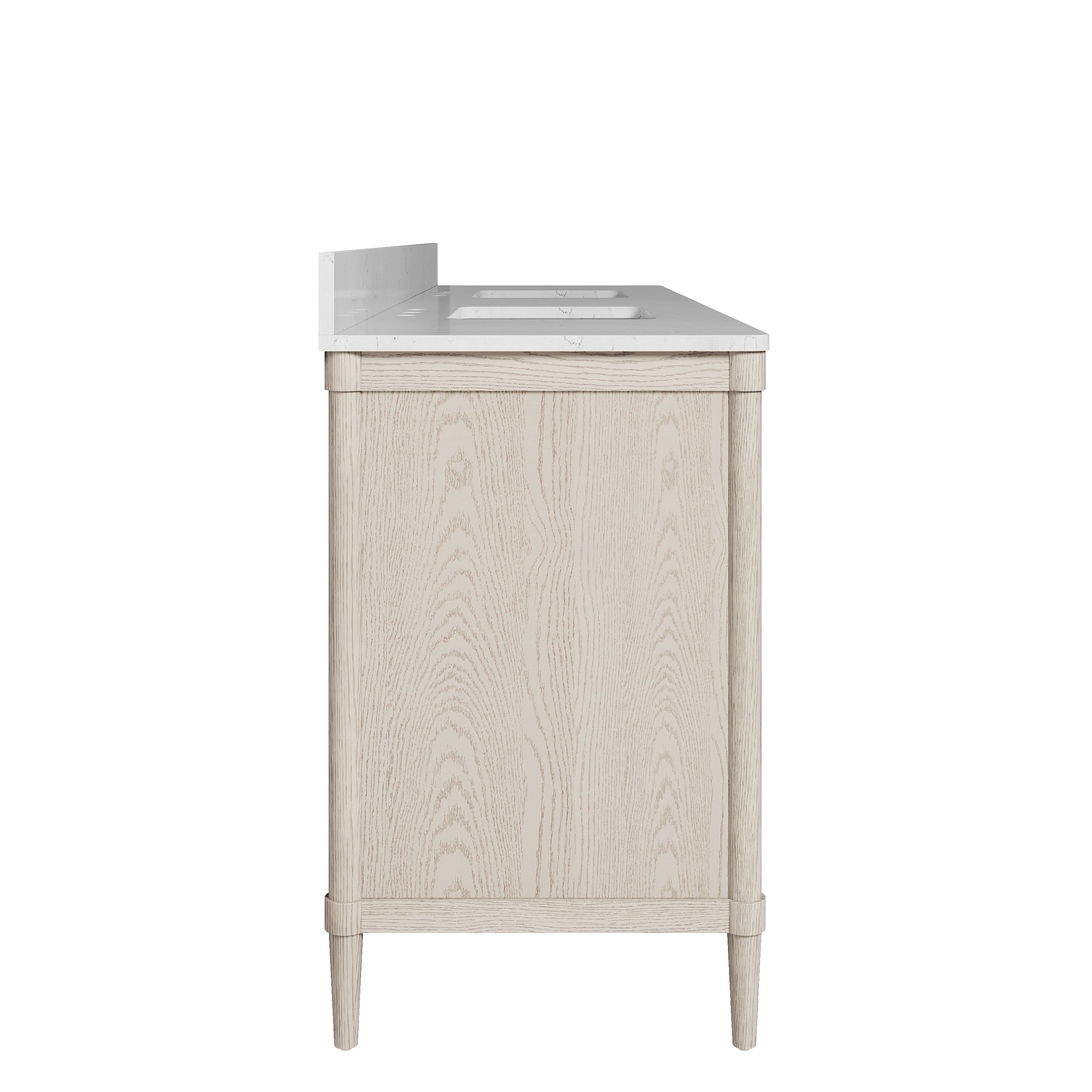 84 Inch Solid Wood Bathroom Vanity with Carrara Quartz Top, 4 Soft-Close Doors & 11 Drawers