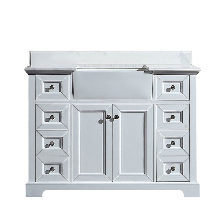 48 in. W x 22 in. D x 35 in. H Freestanding Bath Vanity Minimalist in White  with White Quartz Top with White Basin