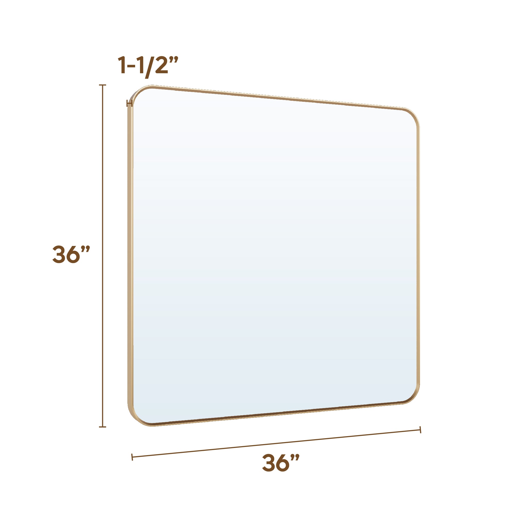 36-in W x 36-in H Rectangular Framed Bathroom Vanity Mirror in Brushed Gold