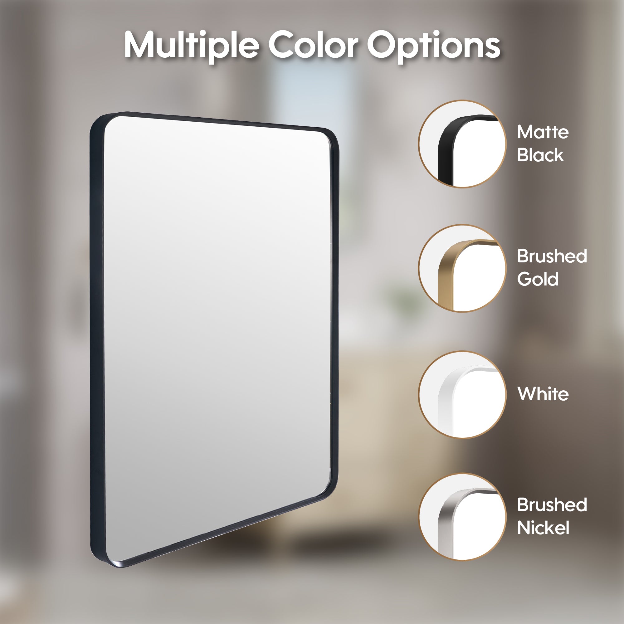 24-in W x 32-in H Black Rectangular Framed Bathroom Vanity Mirror