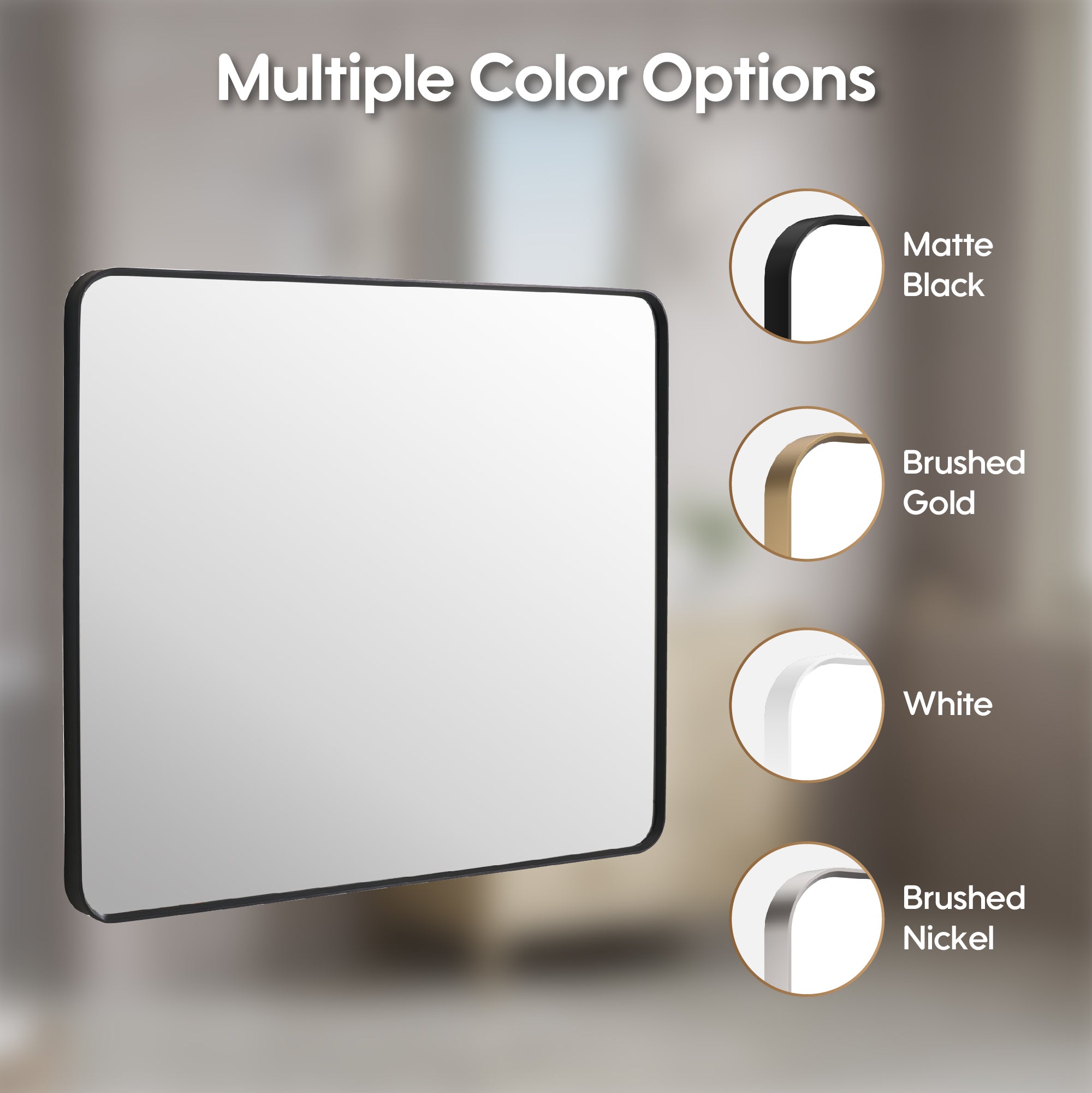 30-in W x 36-in H Black Rectangular Framed Bathroom Vanity Mirror, Aluminum Frame