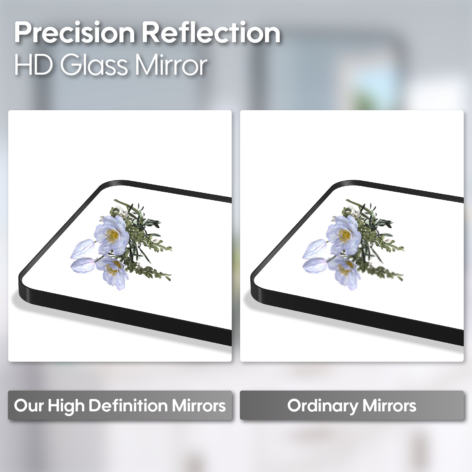 40-in W x 32-in H Black Rectangular Framed Bathroom Vanity Mirror