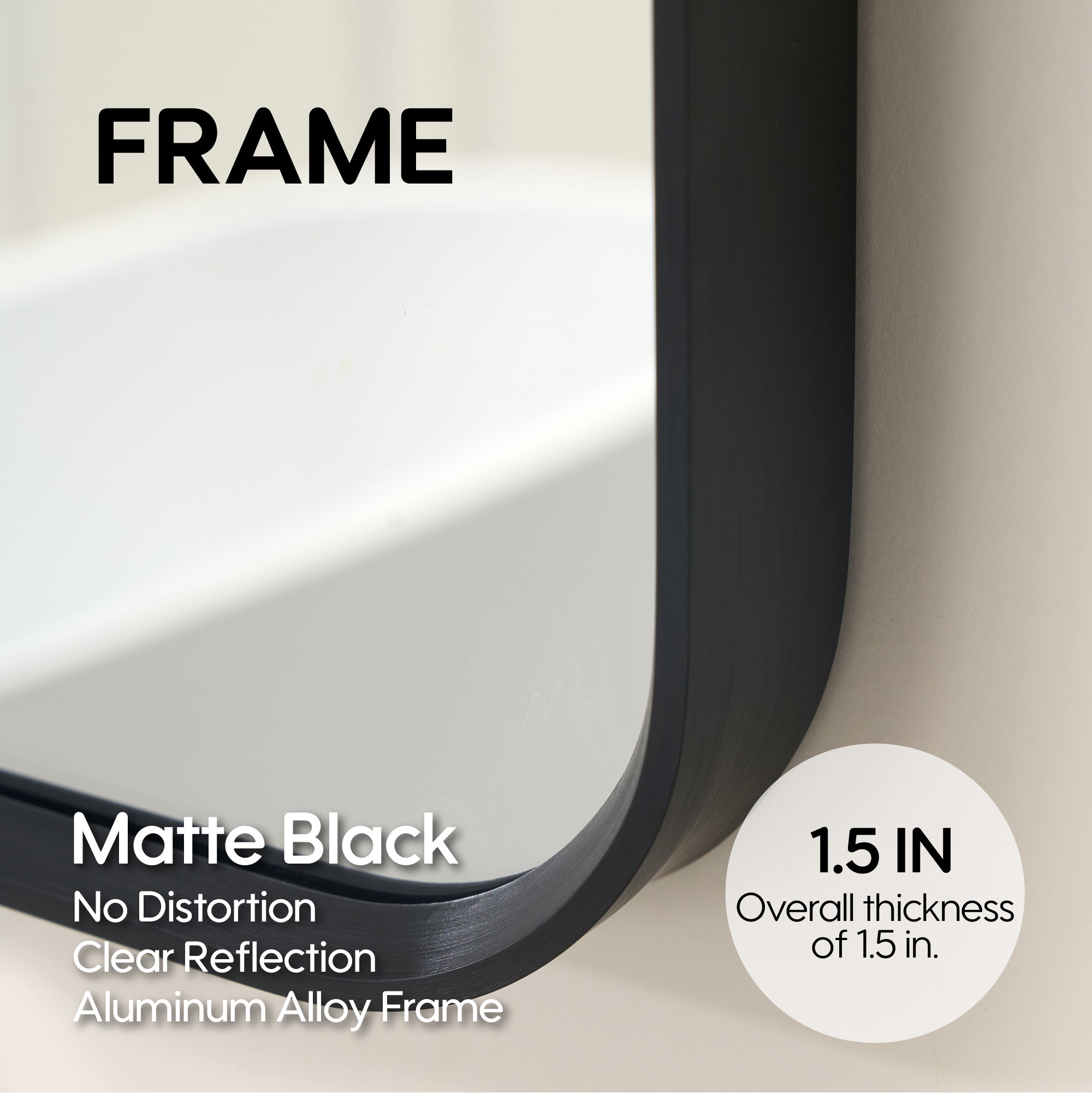60-in W x 28-in H Black Rectangular Framed Bathroom Vanity Mirror