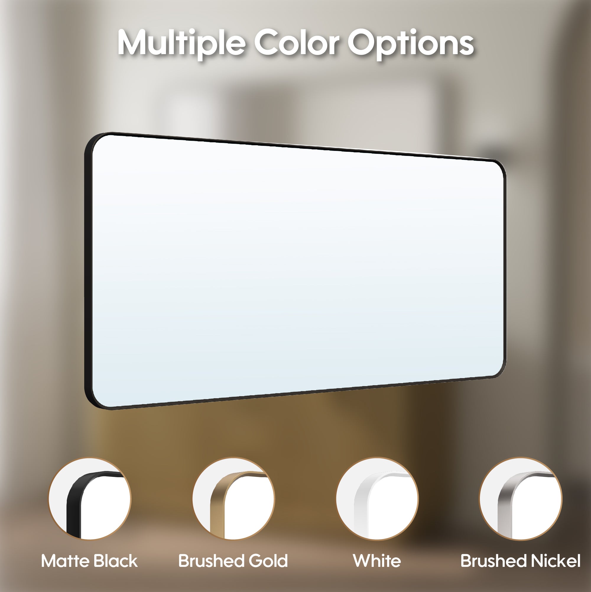 60-in W x 28-in H Black Rectangular Framed Bathroom Vanity Mirror