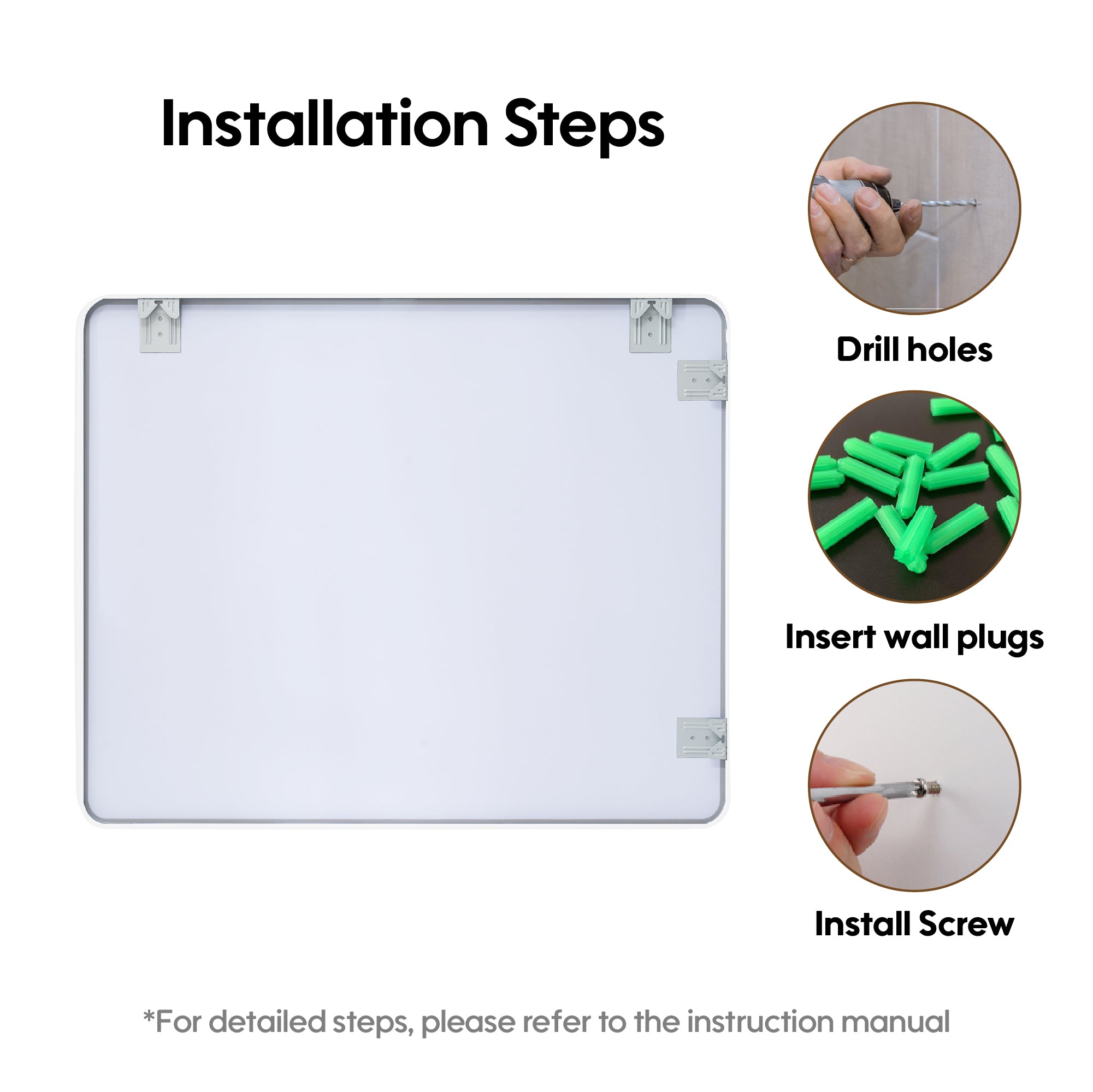 30-in W x 36-in H White Rectangular Framed Bathroom Vanity Mirror