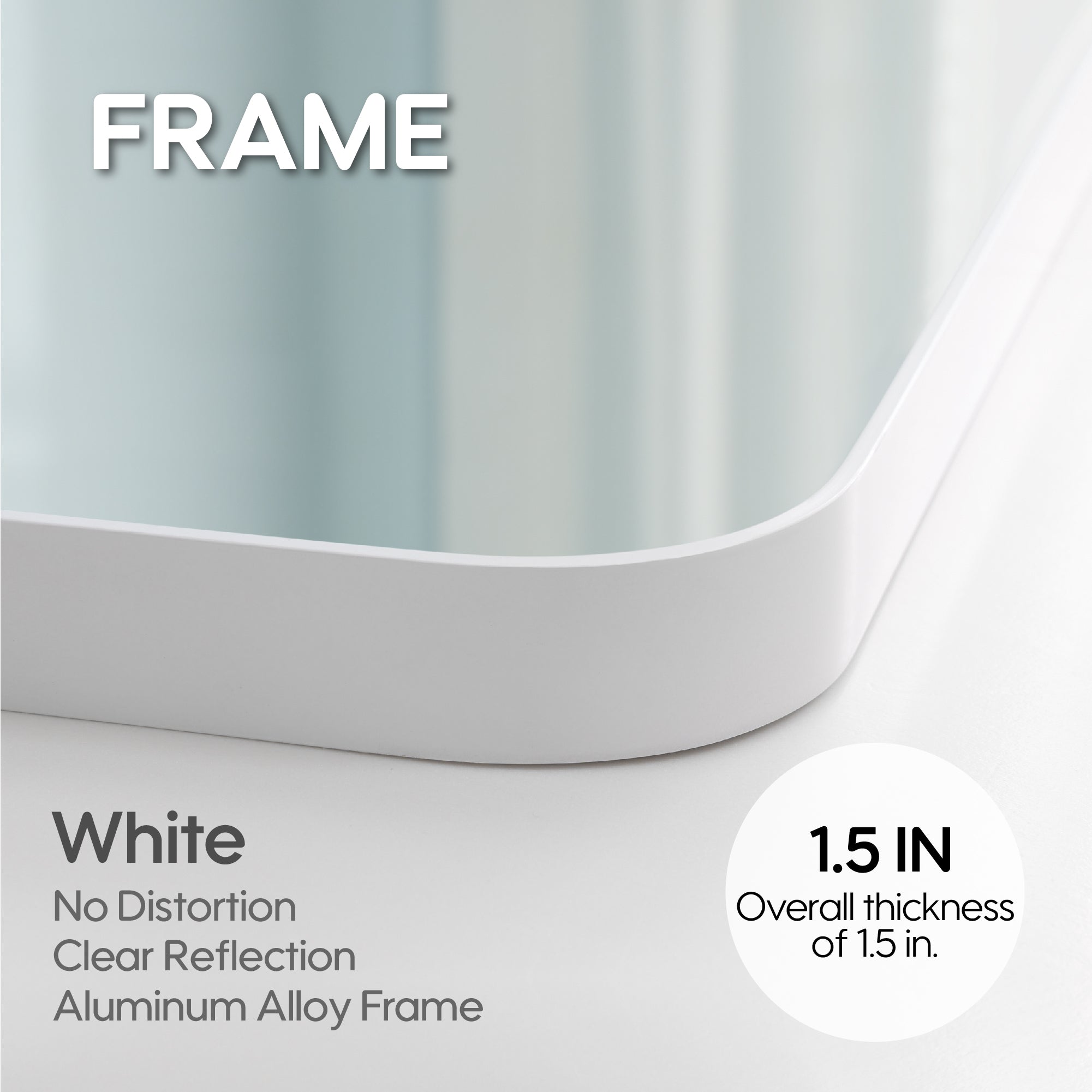 40-in W x 32-in H White Rectangular Framed Bathroom Vanity Mirror
