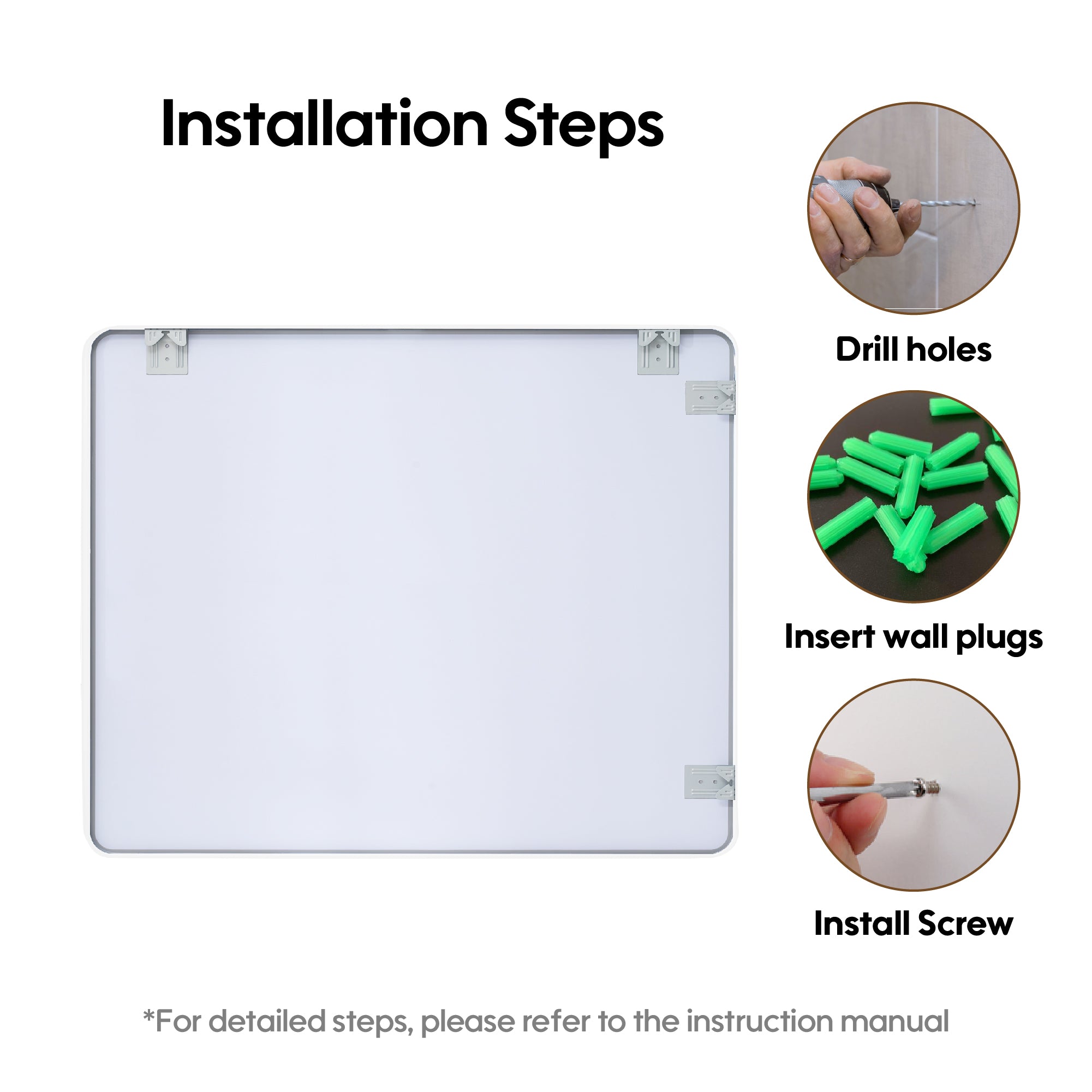 40-in W x 32-in H White Rectangular Framed Bathroom Vanity Mirror