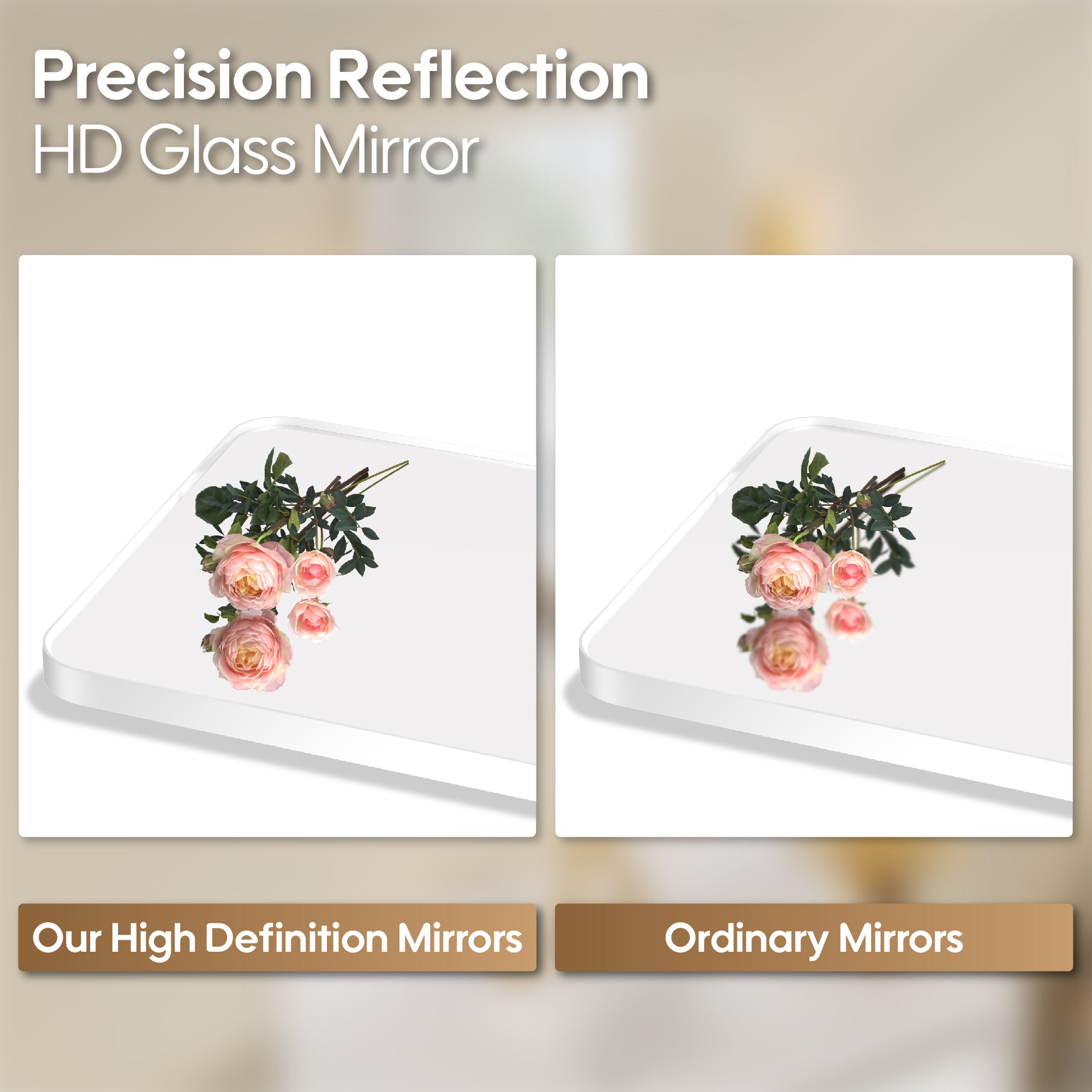 48-in W x 36-in H White Rectangular Framed Bathroom Vanity Mirror