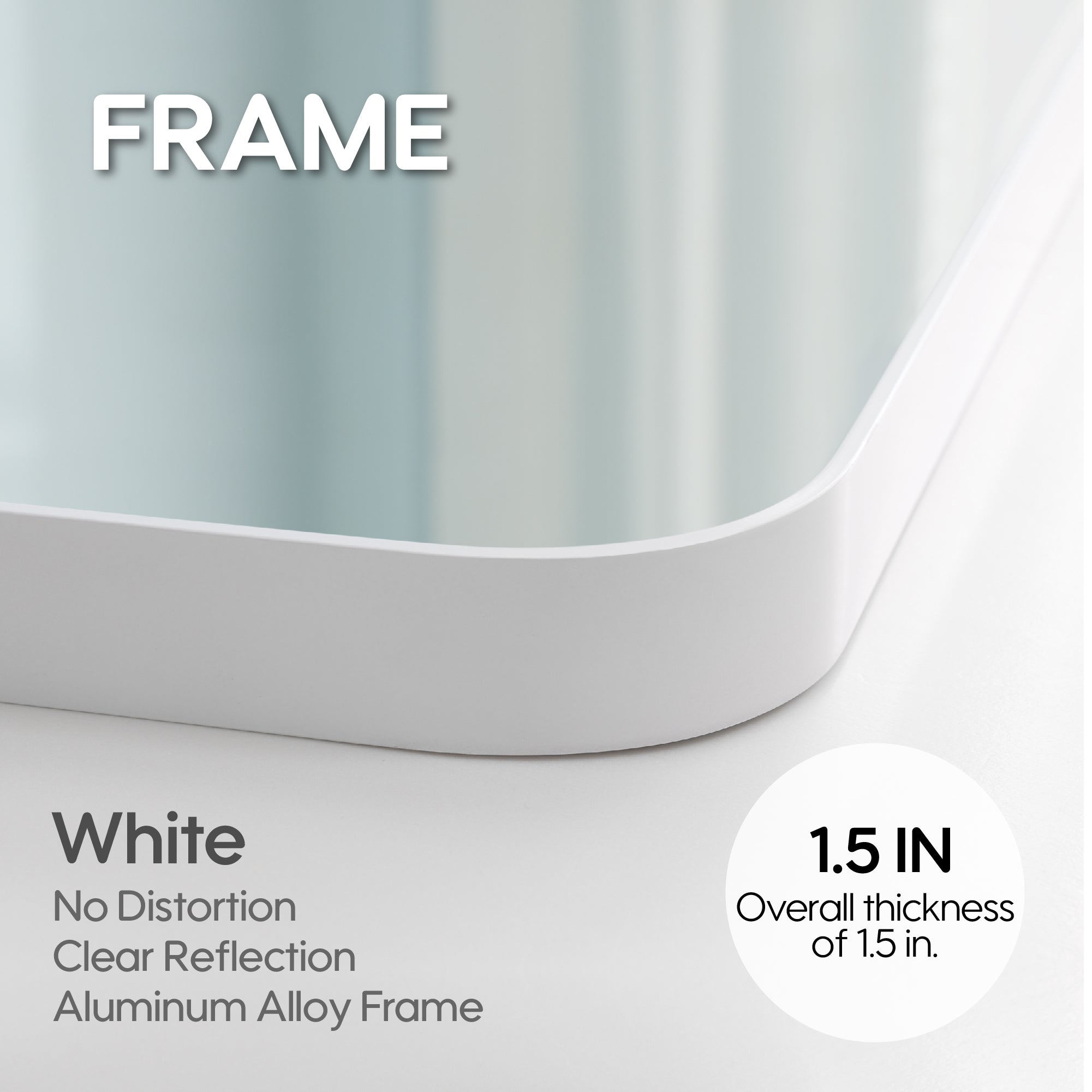 55-in W x 32-in H White Rectangular Framed Bathroom Vanity Mirror