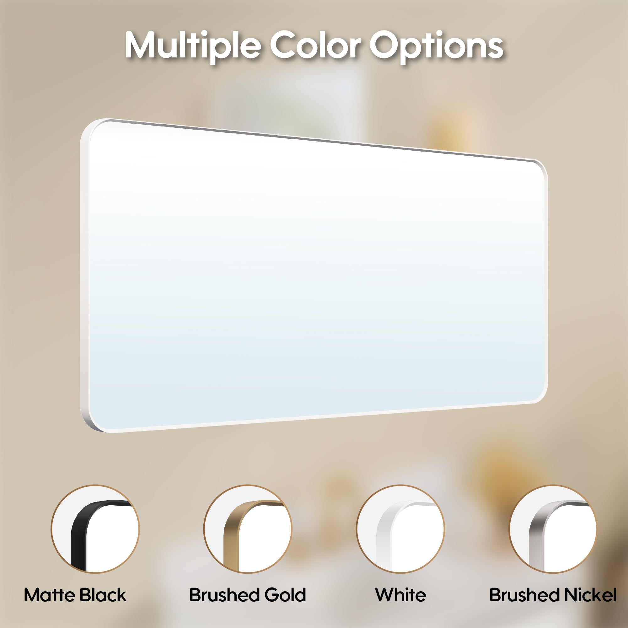 60-in W x 28-in H White Rectangular Framed Bathroom Vanity Mirror