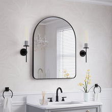 28 in. W x 36 in. H Arched Aluminum Framed Wall Bathroom Vanity Mirror in Matte Black