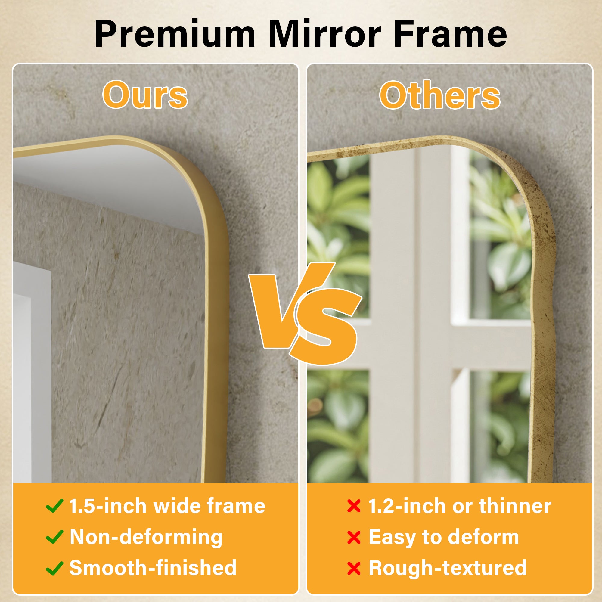 24 in. W x 32 in. H Shield Bathroom Vanity Wall Mirror without Lights Brushed Gold