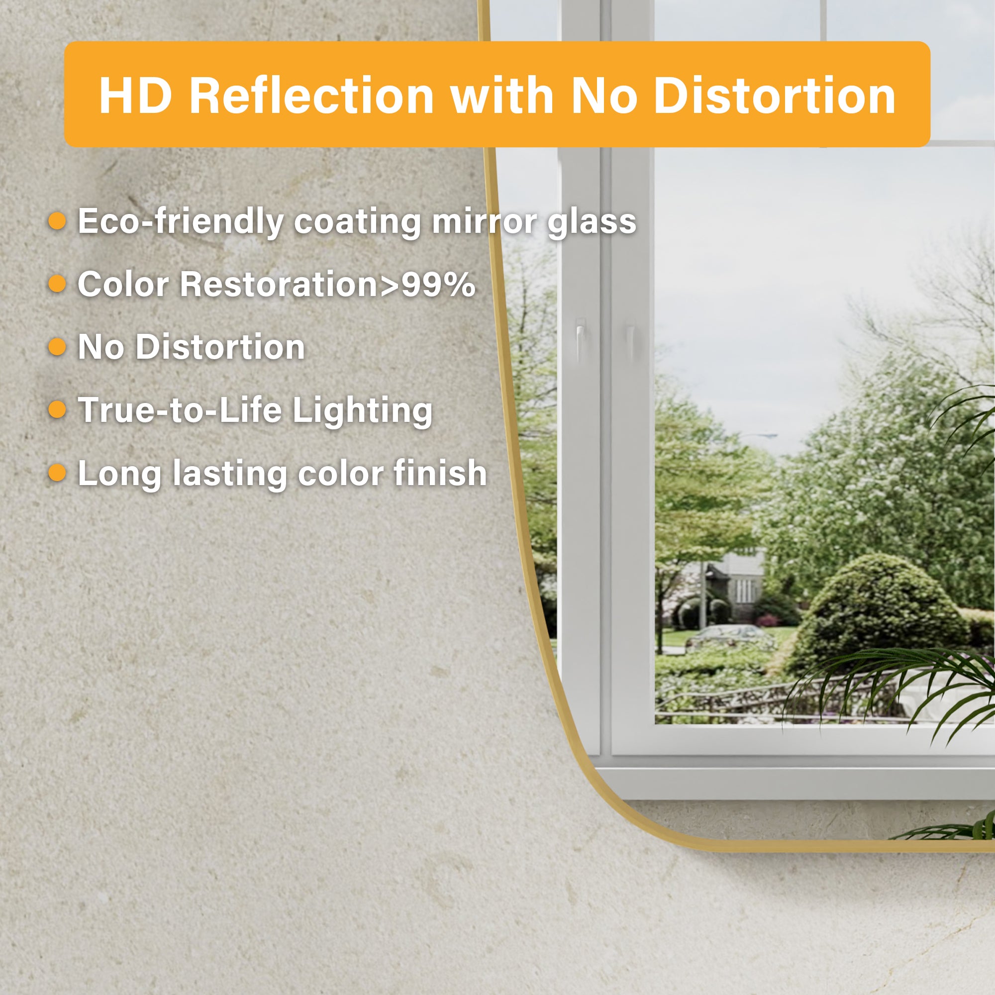 24 in. W x 32 in. H Shield Bathroom Vanity Wall Mirror without Lights Brushed Gold