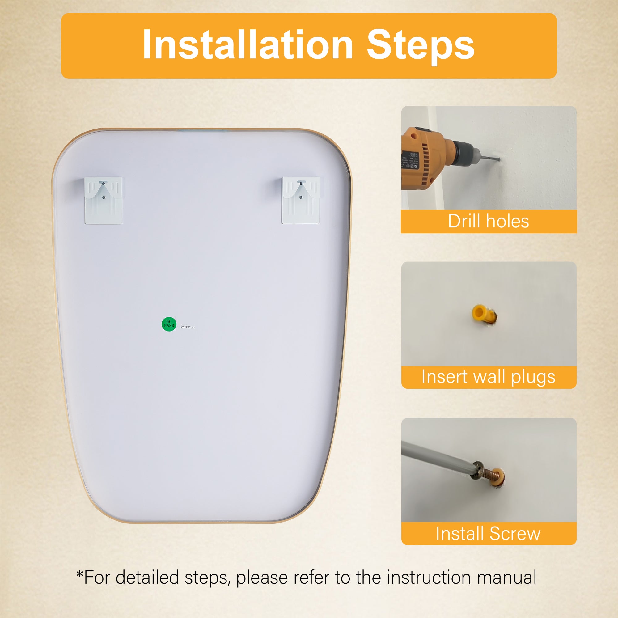 24 in. W x 32 in. H Shield Bathroom Vanity Wall Mirror without Lights Brushed Gold