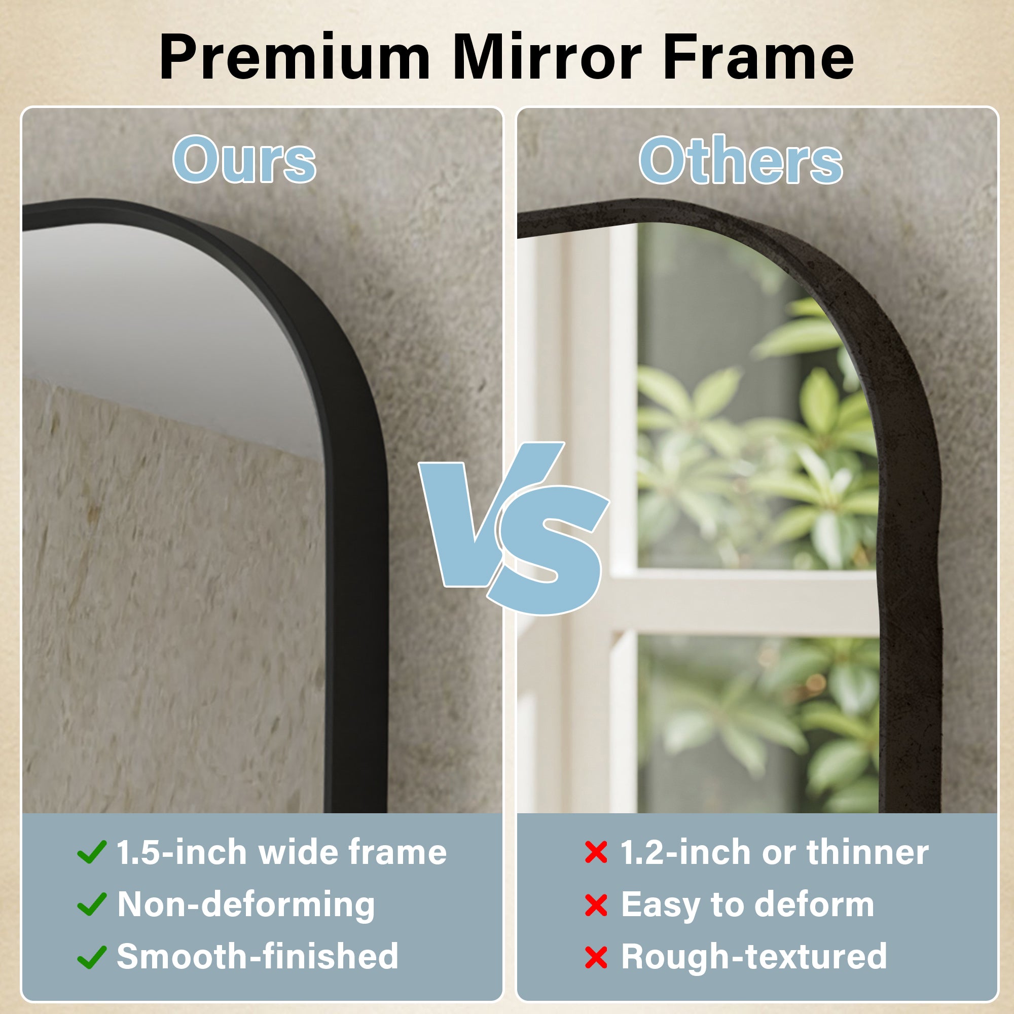 24 in. W x 32 in. H Shield Bathroom Vanity Wall Mirror without Lights Matte Black