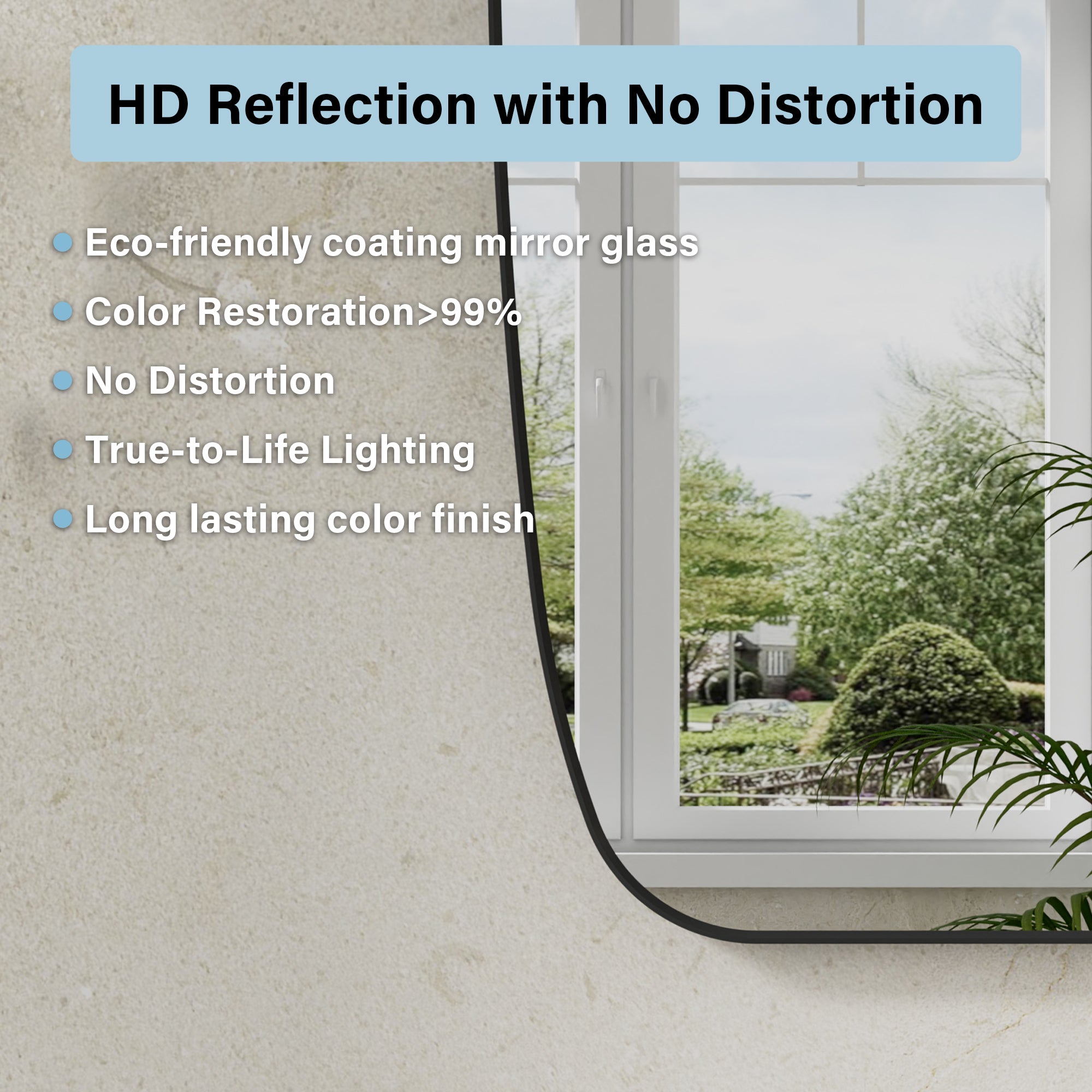 24 in. W x 32 in. H Shield Bathroom Vanity Wall Mirror without Lights Matte Black