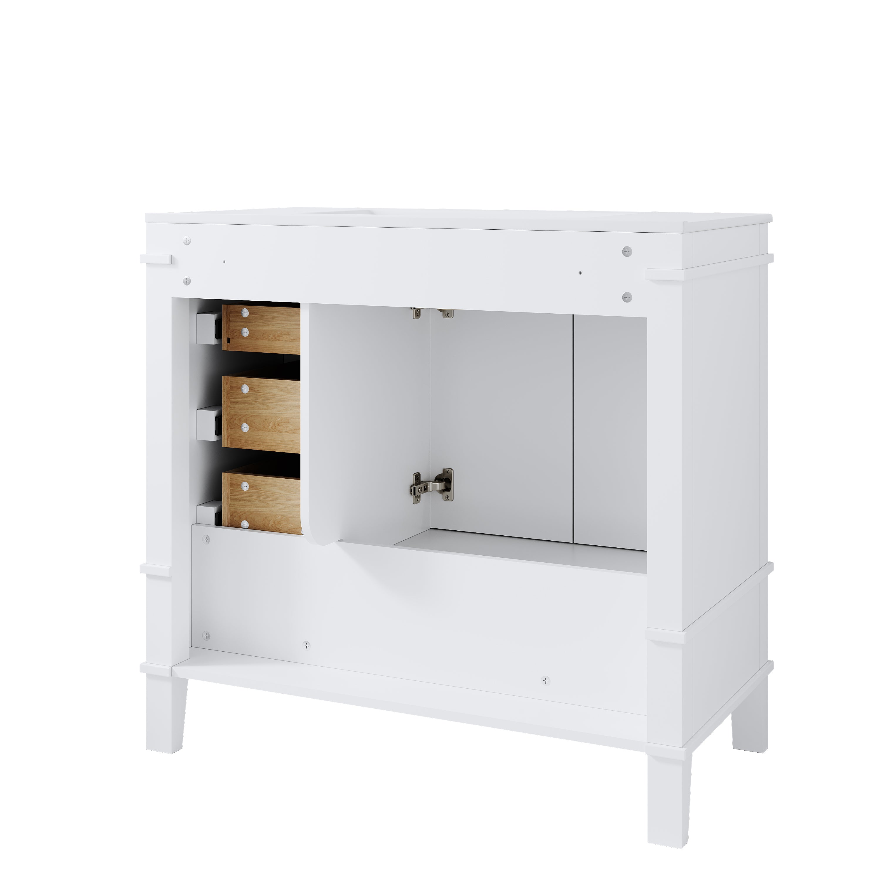 36 Inch Solid Wood Bathroom Vanity with cUPC Ceramic Sink, Brushed Gold Alloy Handles and Soft-Close Hinges