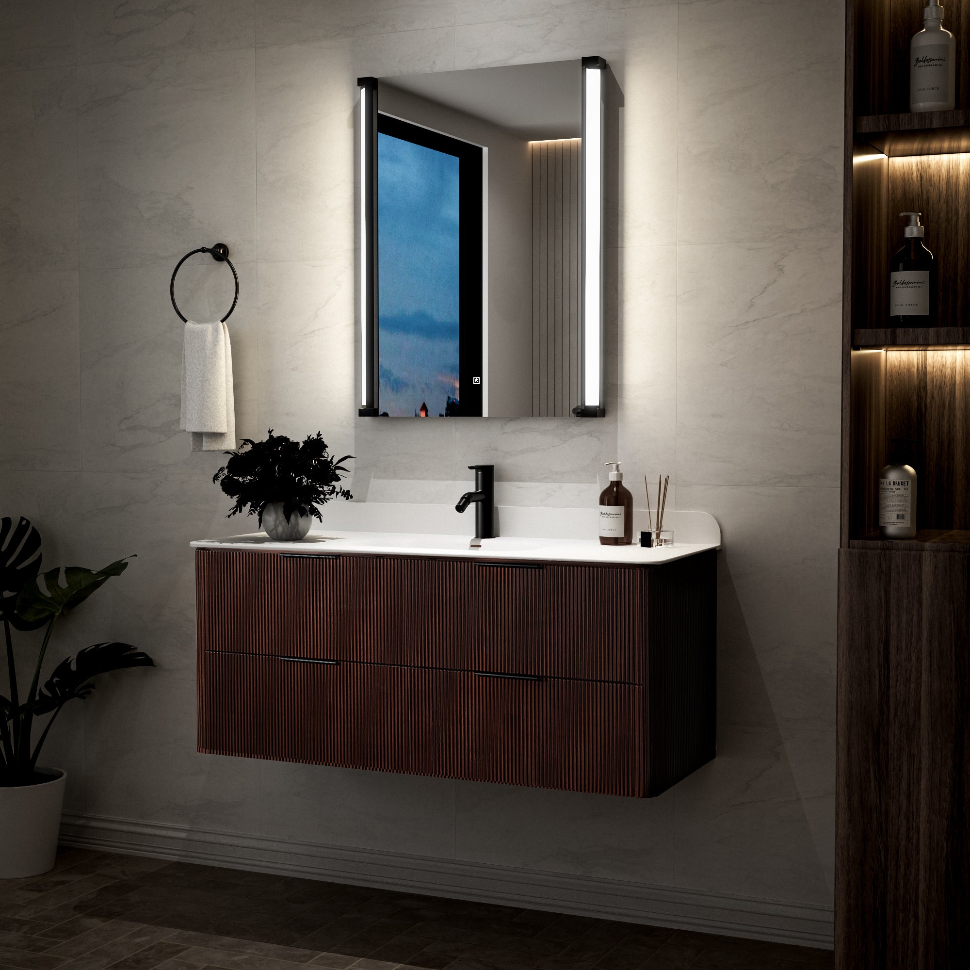 24 In. X 32 In. LED Bathroom Mirror With 270 Degrees Swivel Function, Dimmable Lighting & Memory Function