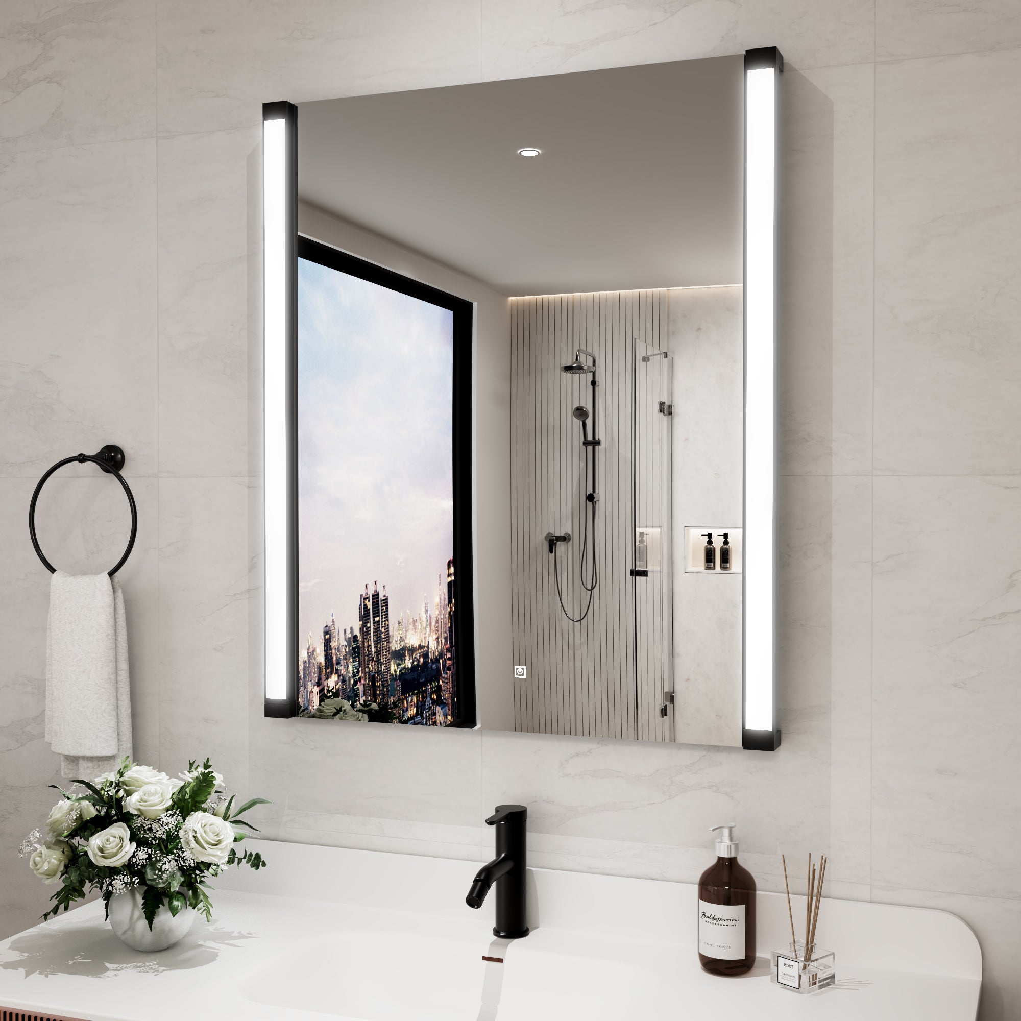 30 In. X 36 In. LED Bathroom Mirror With 270 Degrees Swivel Function, Dimmable Lighting & Memory Function