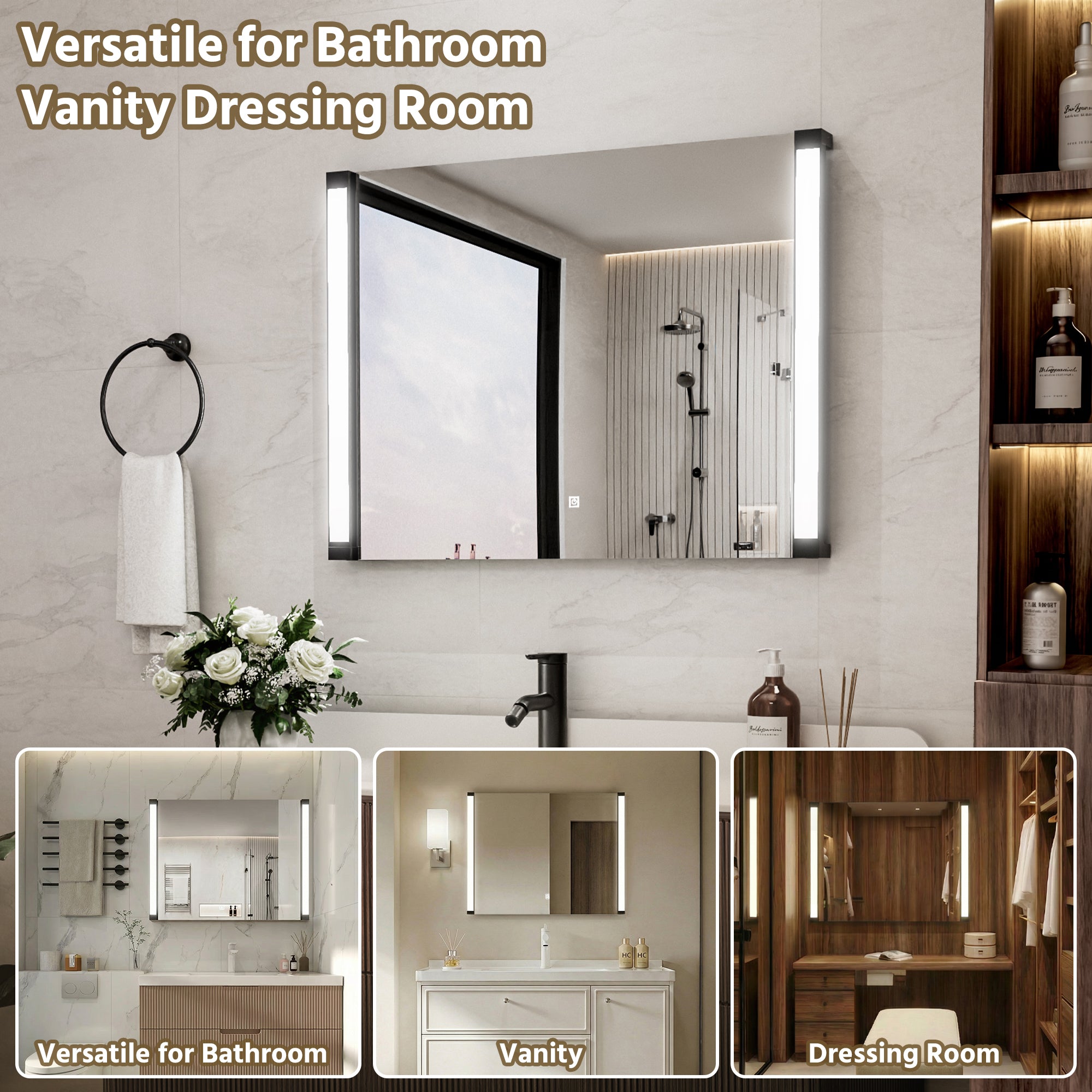 32 In. X 24 In. LED Bathroom Mirror With 270 Degrees Swivel Function, Dimmable Lighting & Memory Function