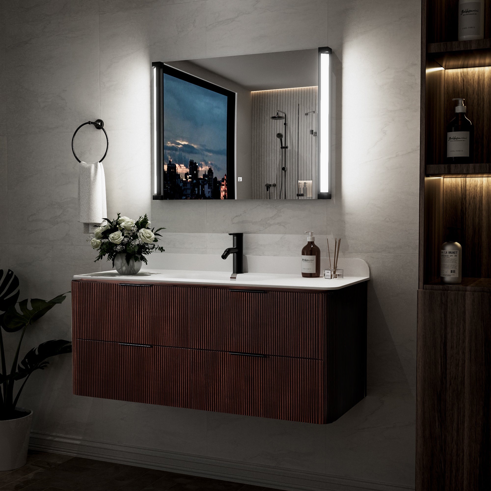 32 In. X 24 In. LED Bathroom Mirror With 270 Degrees Swivel Function, Dimmable Lighting & Memory Function