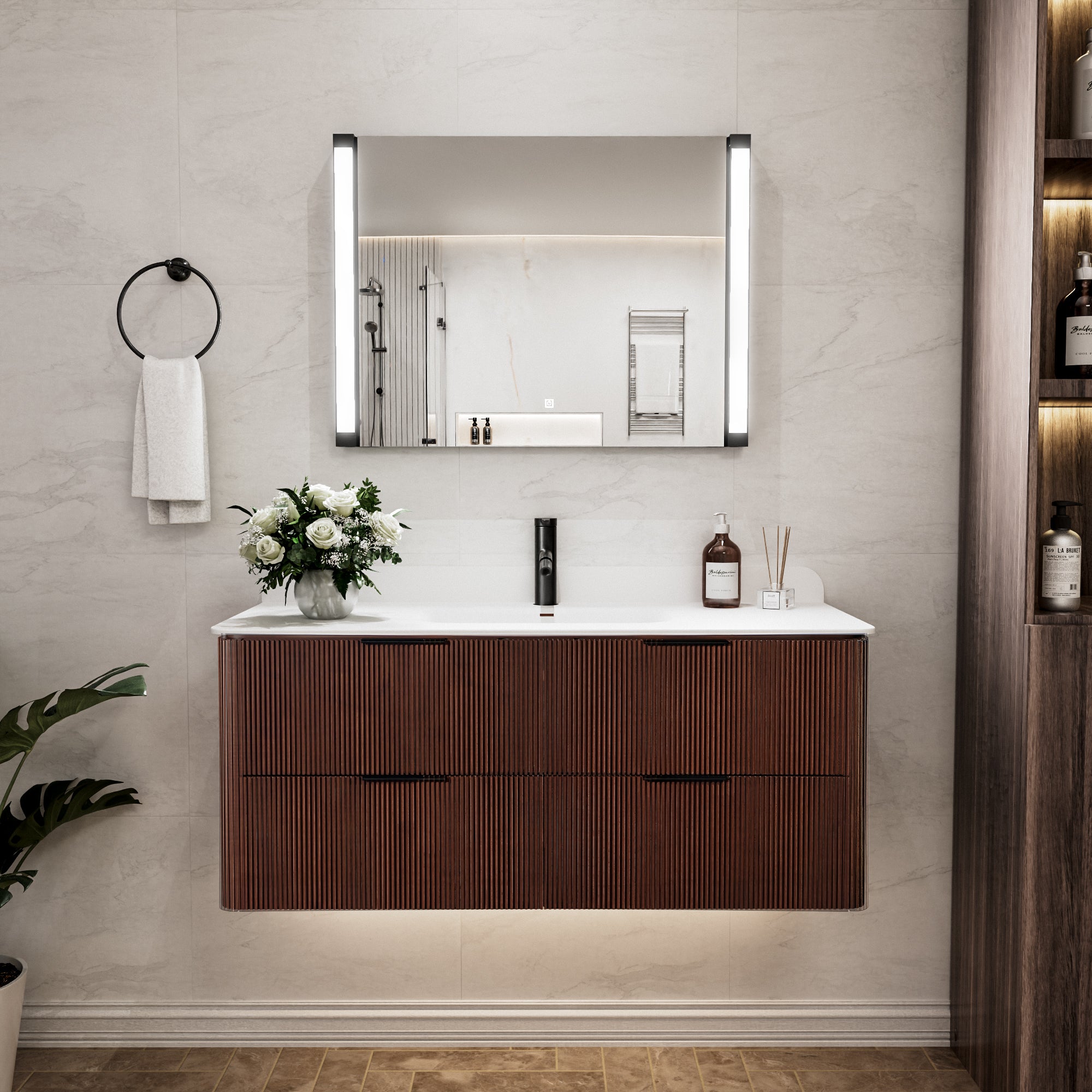32 In. X 24 In. LED Bathroom Mirror With 270 Degrees Swivel Function, Dimmable Lighting & Memory Function