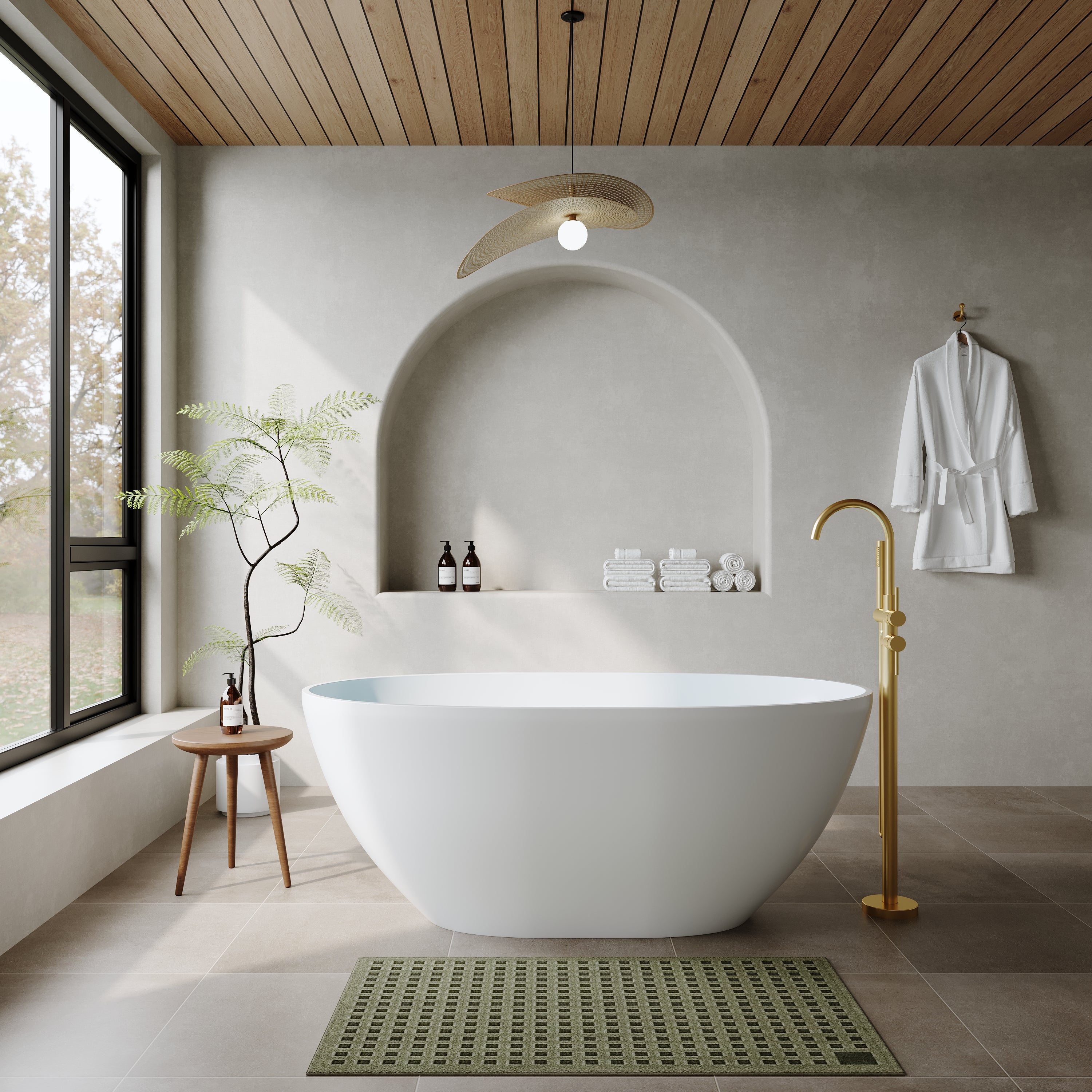55"/61"/65" Stone Resin Solid Surface Flatbottom Free-Standing Bathtub