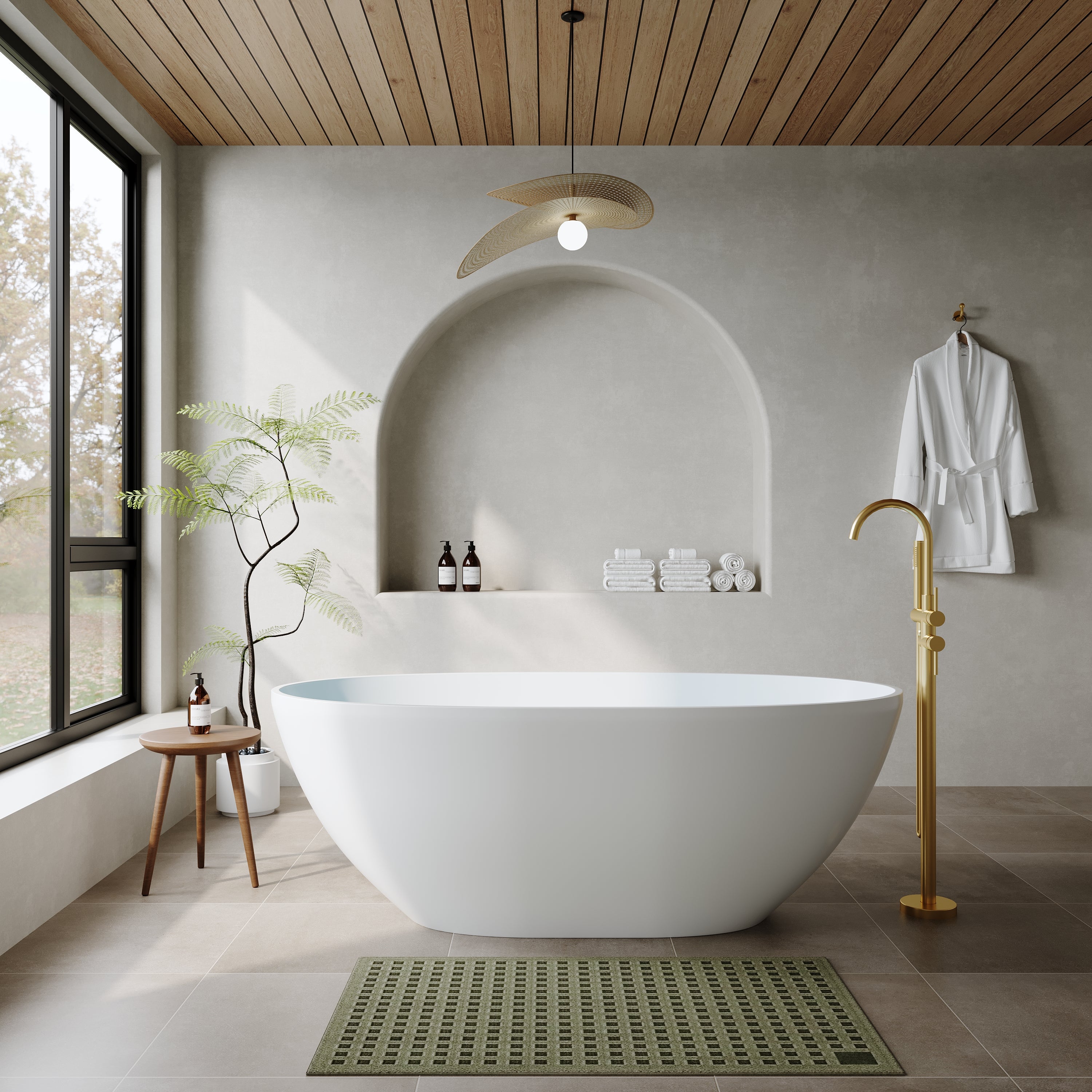 55"/61"/65" Stone Resin Solid Surface Flatbottom Free-Standing Bathtub