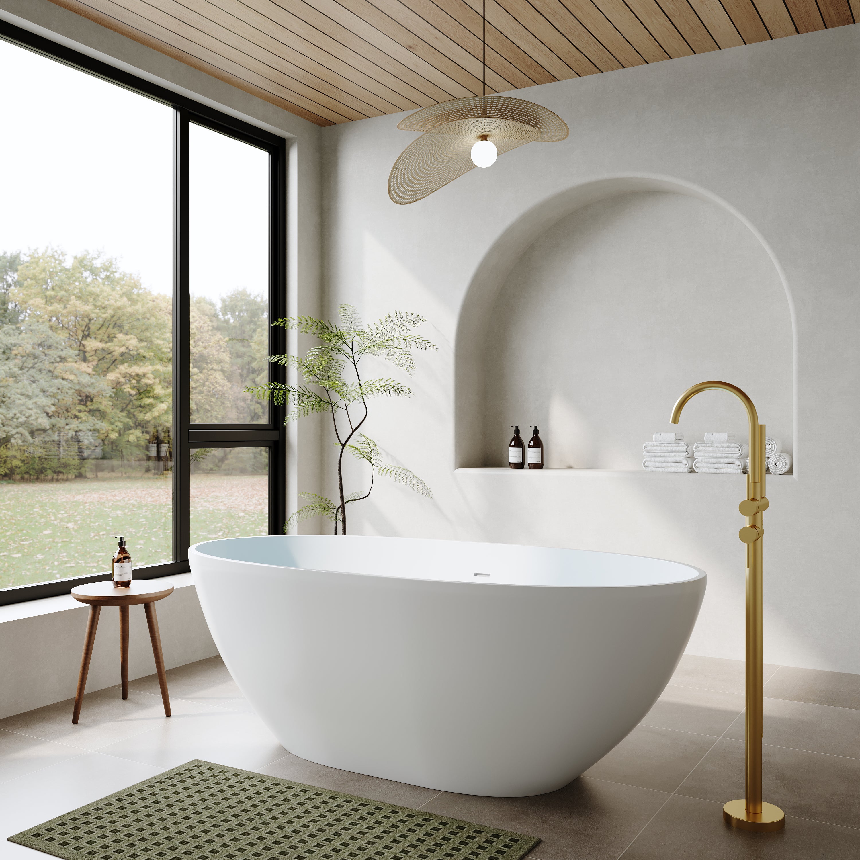 55"/61"/65" Stone Resin Solid Surface Flatbottom Free-Standing Bathtub