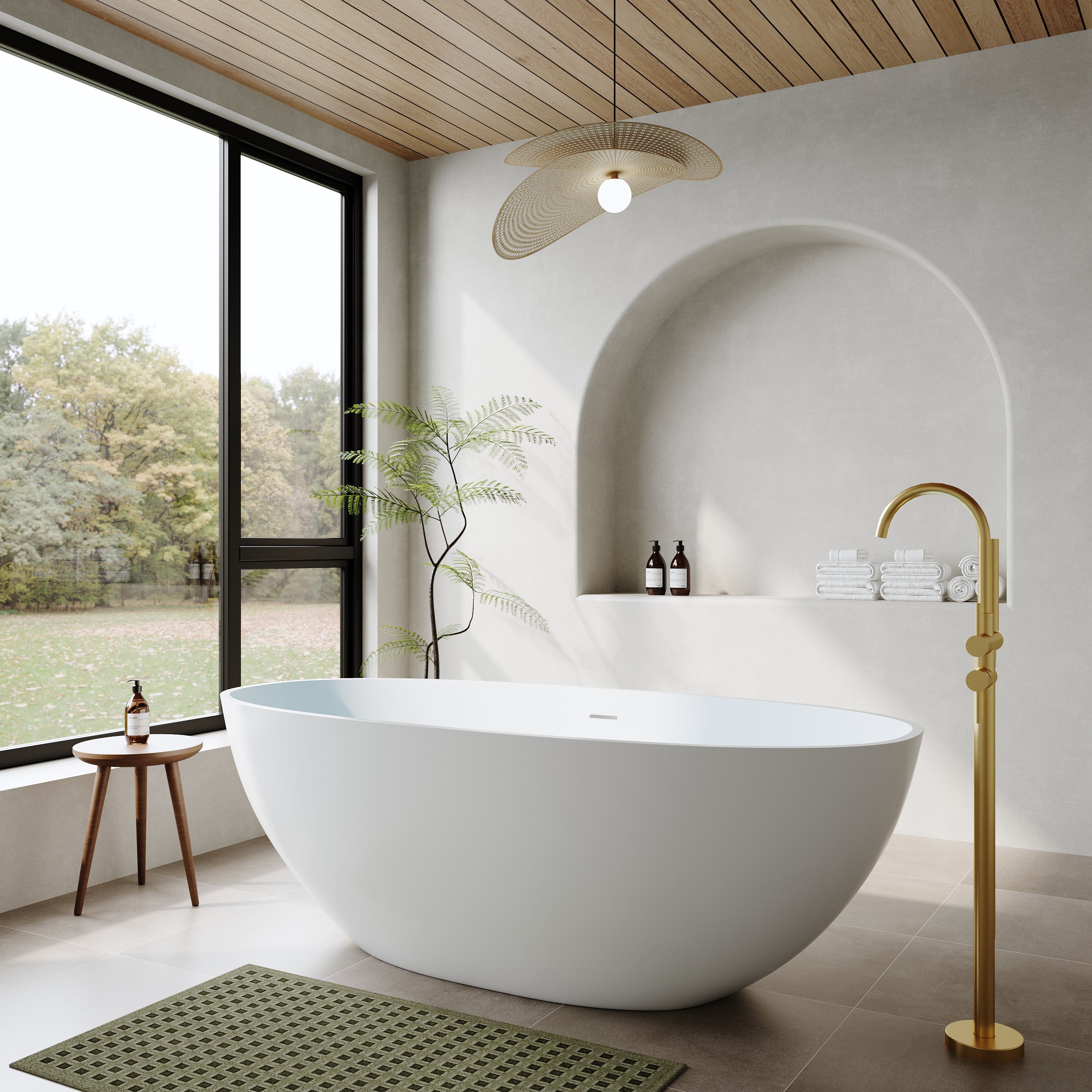 55"/61"/65" Stone Resin Solid Surface Flatbottom Free-Standing Bathtub