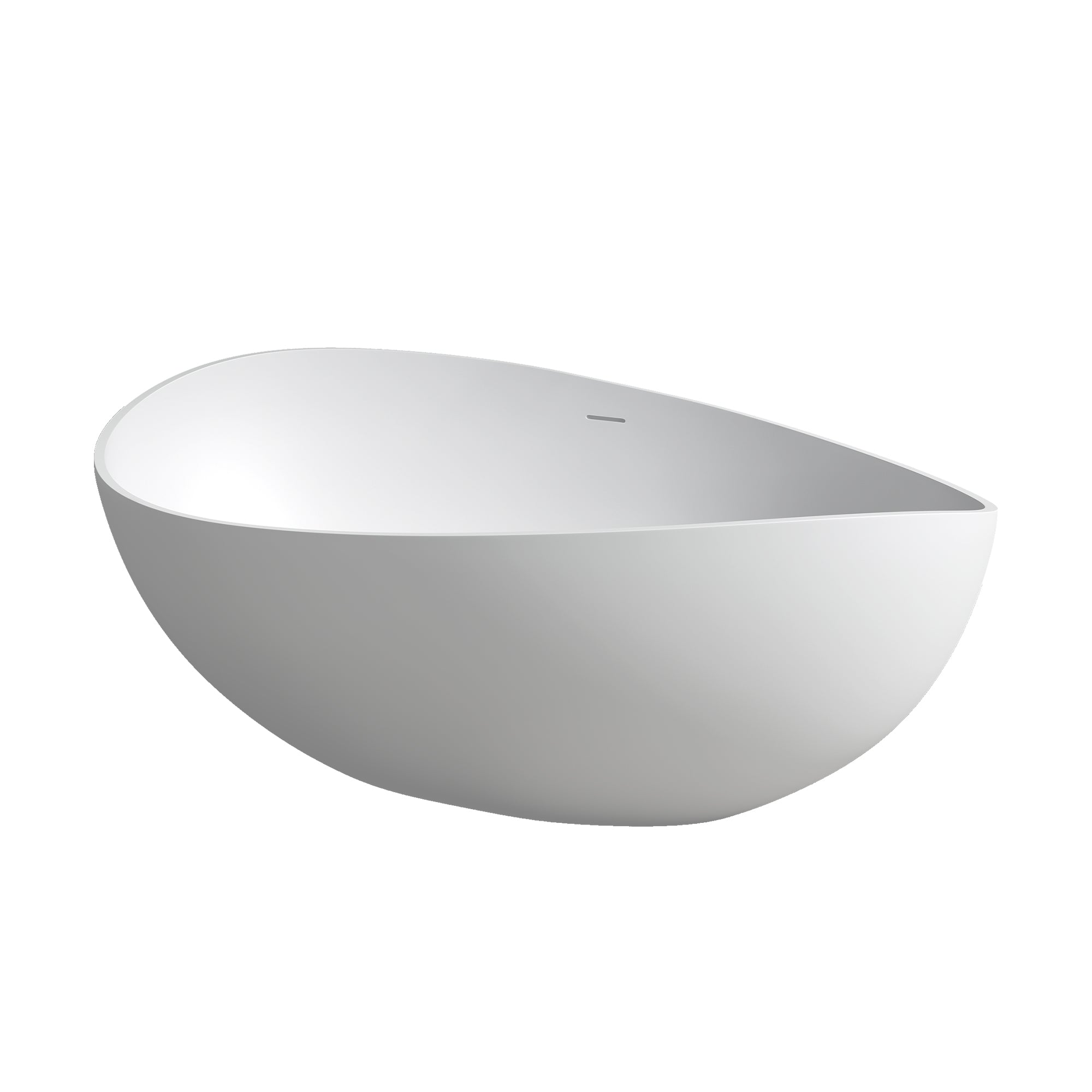 63" Stone Resin Solid Surface Matte Flatbottom Freestanding Bathtub in White