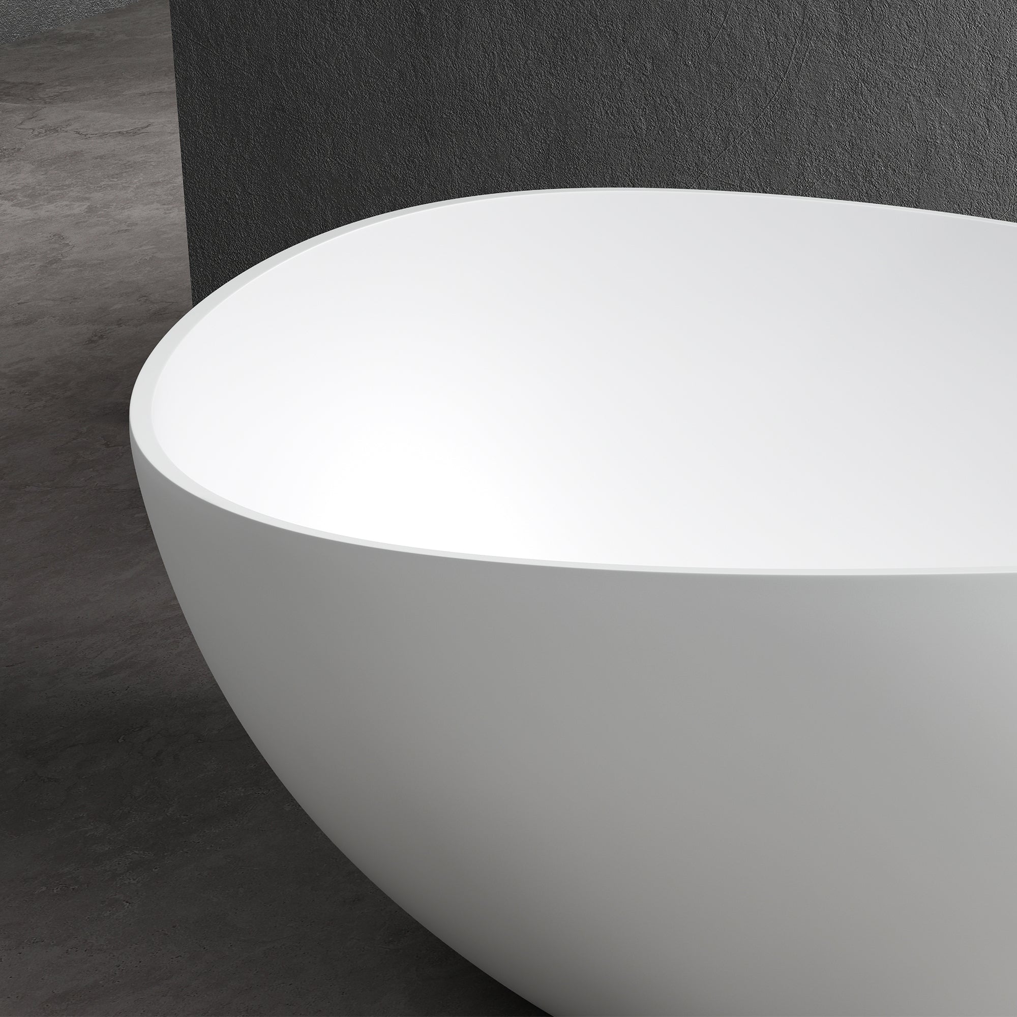 63" Stone Resin Solid Surface Matte Flatbottom Freestanding Bathtub in White
