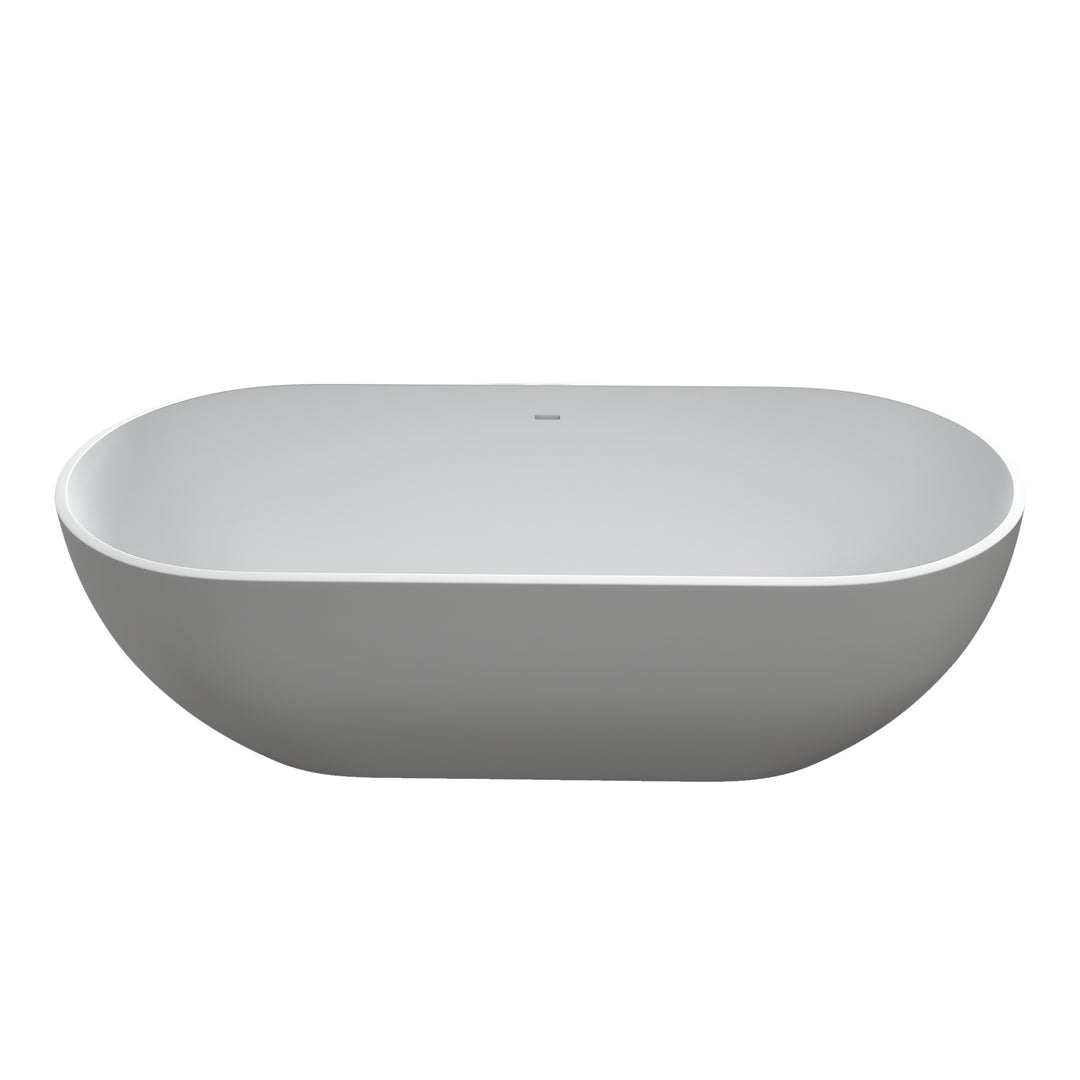 69" Solid Surface Stone Resin Stand Alone Freestanding Soaking Bathtub