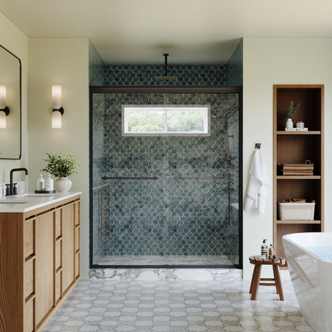 56-60 in. W x 72 in. H Framed Sliding Shower Door with 1/4 Inch Tempered Safety Glass