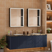 2-Pack 24 in. x 30 in. Black Aluminum LED Medicine Cabinet with Mirror, Left+Right
