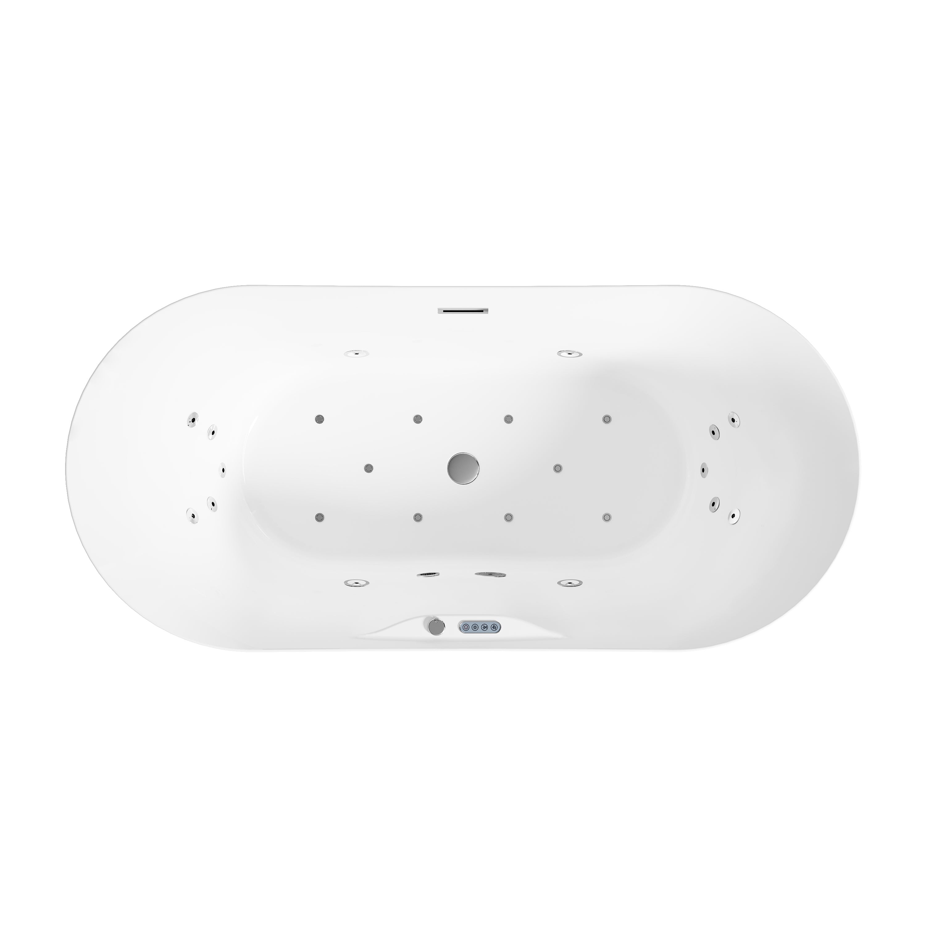 72 in. x 34 in. Acrylic Freestanding Whirlpool & Air Bubble Heated Bathtub with LED Control Panel, Water Jets, Drain & Overflow, Glossy White