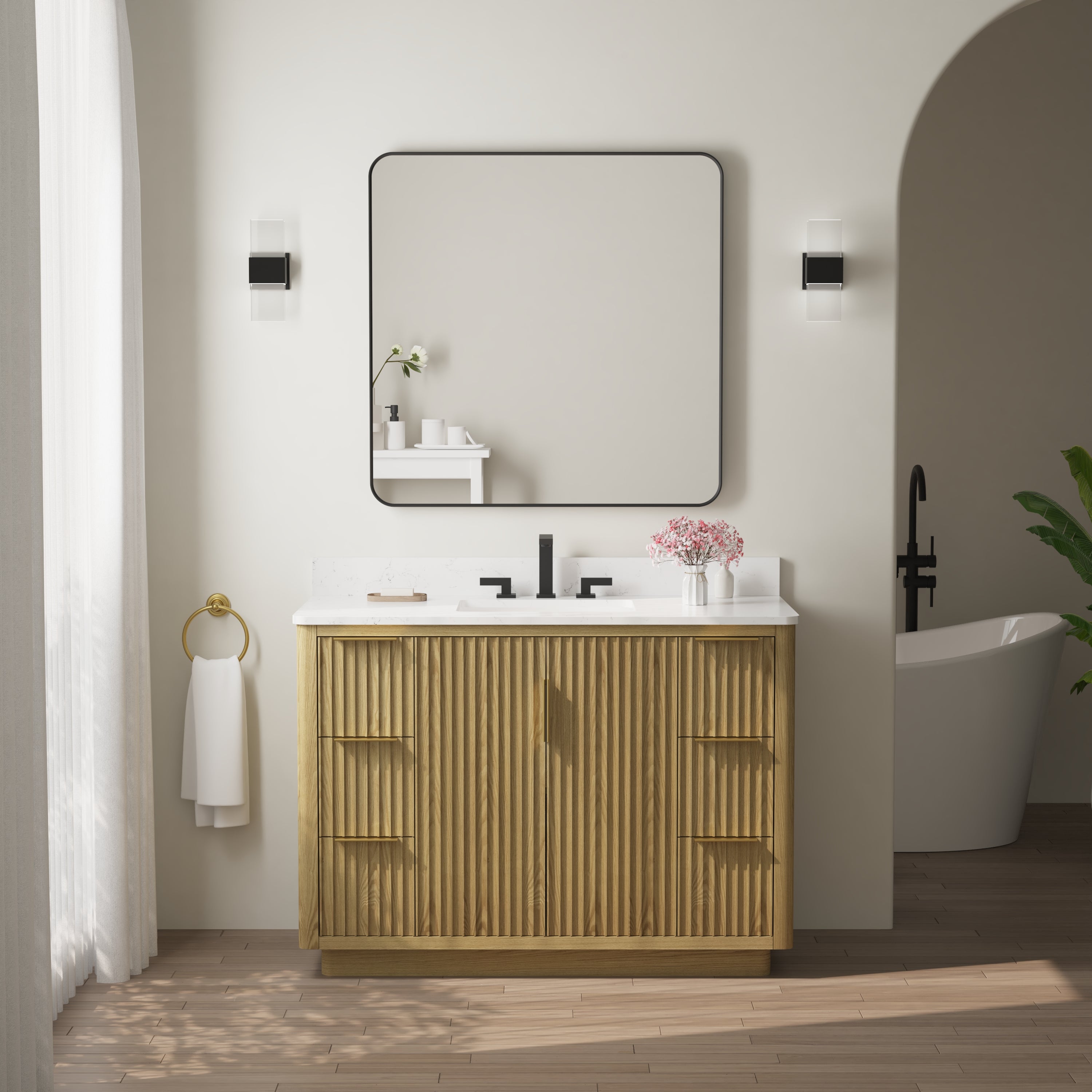 36-in W x 36-in H Black Rectangular Framed Bathroom Vanity Mirror