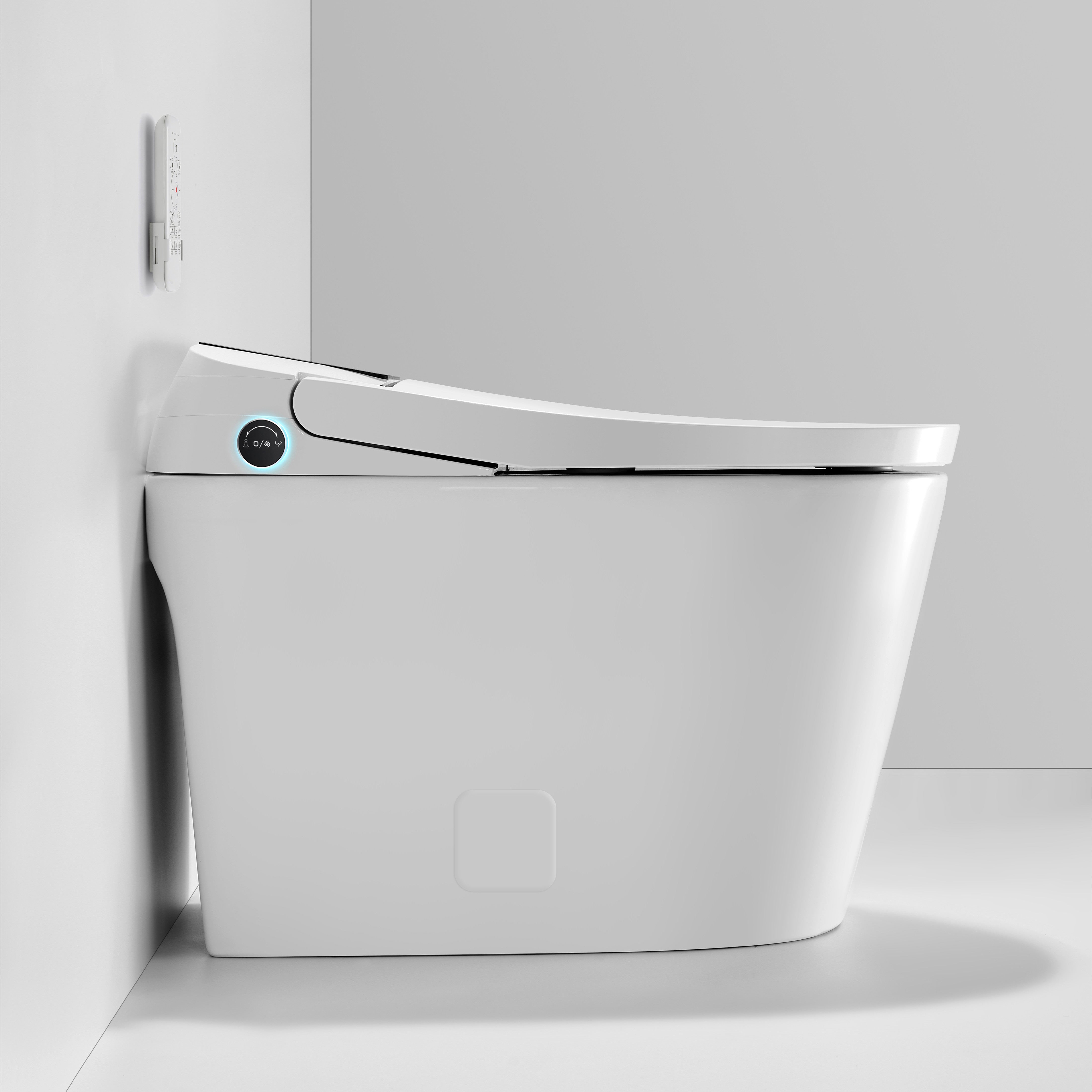 High-Tech Smart Toilet with Foot Sensor, Dual Outlet Bidet, Rear & Lady Wash, Auto Flushing & Auto Lid