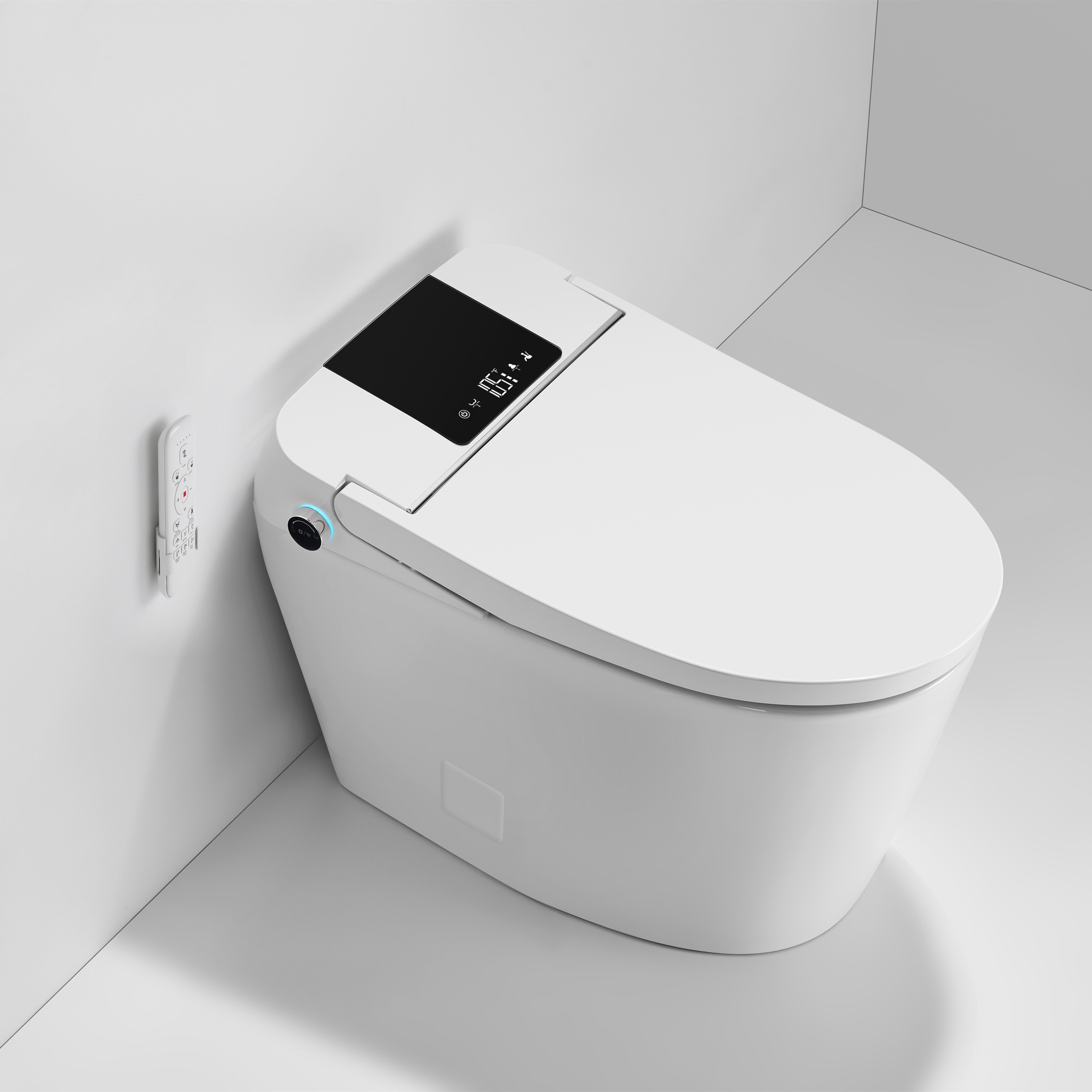 High-Tech Smart Toilet with Foot Sensor, Dual Outlet Bidet, Rear & Lady Wash, Auto Flushing & Auto Lid